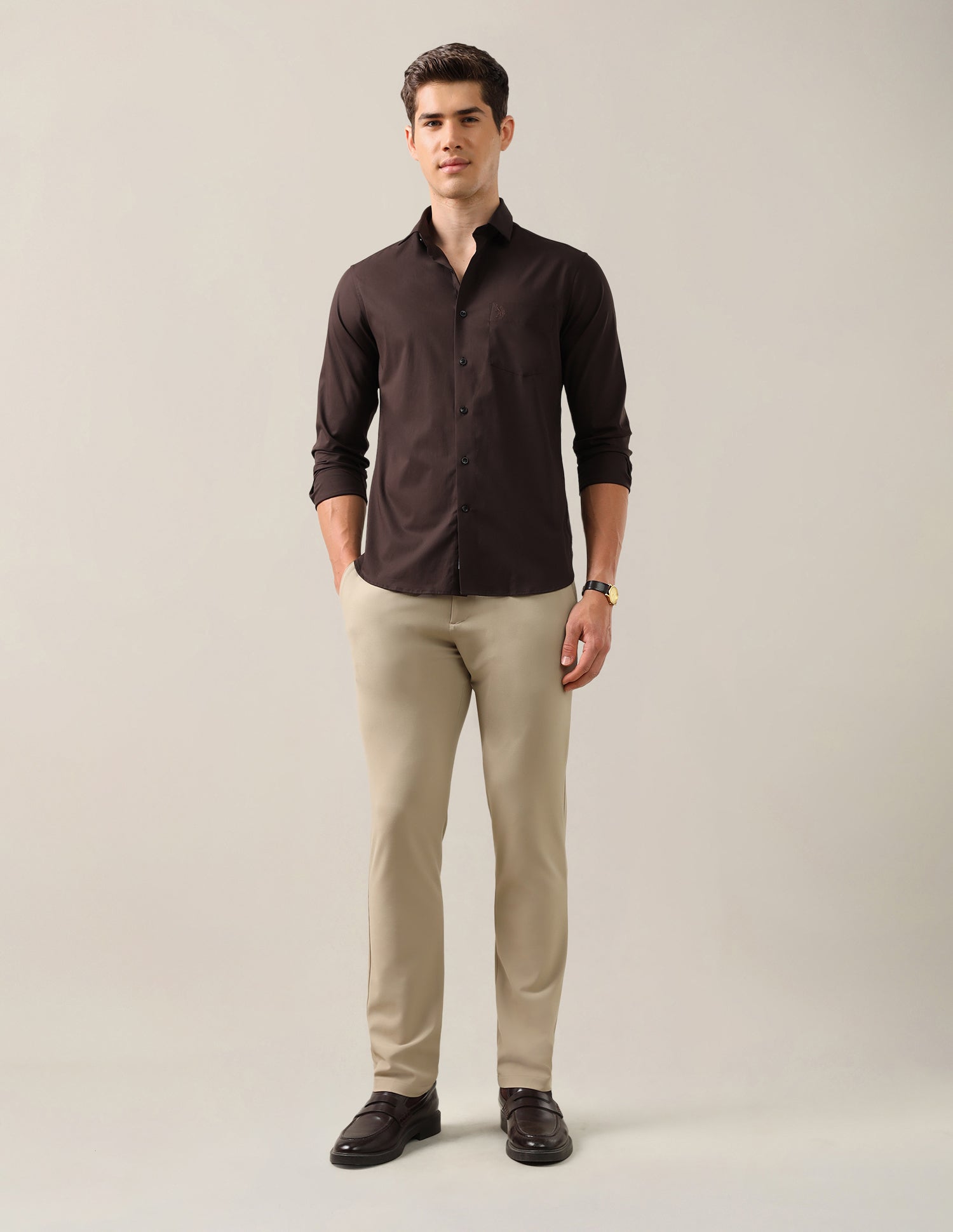 Solid Tailored Fit Shirt Choco - U.S. Polo Assn. India | Large