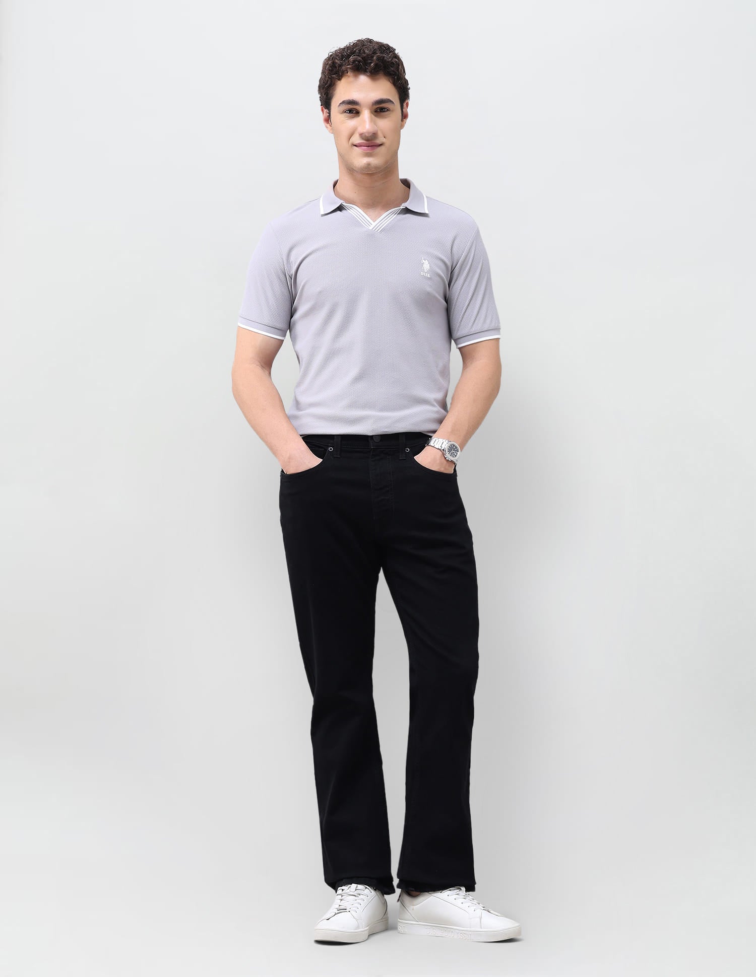 Solid Bootcut Fit Jeans Black - U.S. Polo Assn. India | Large