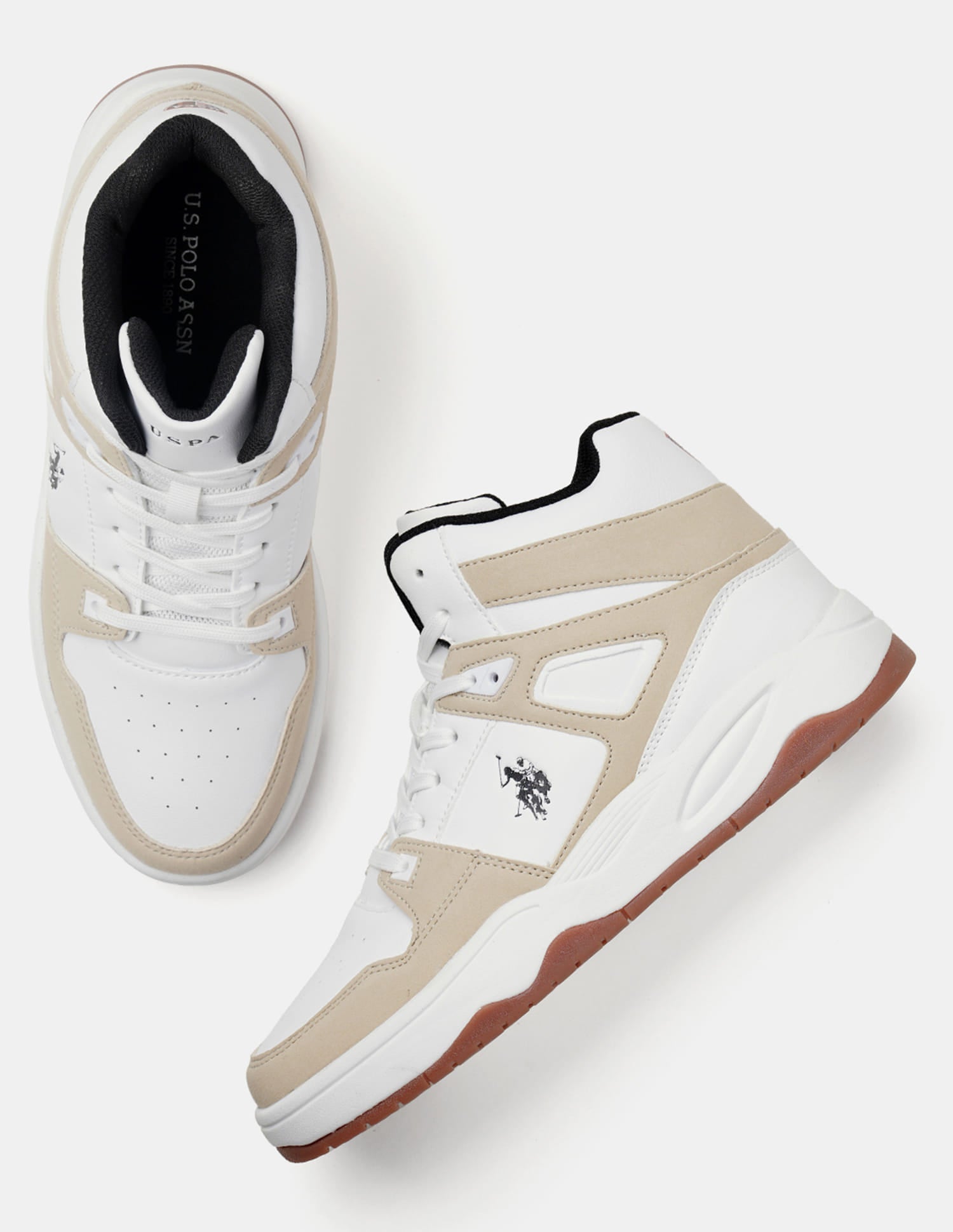 Men Bruce Mid Top Sneakers Beige - U.S. Polo Assn. India | Large