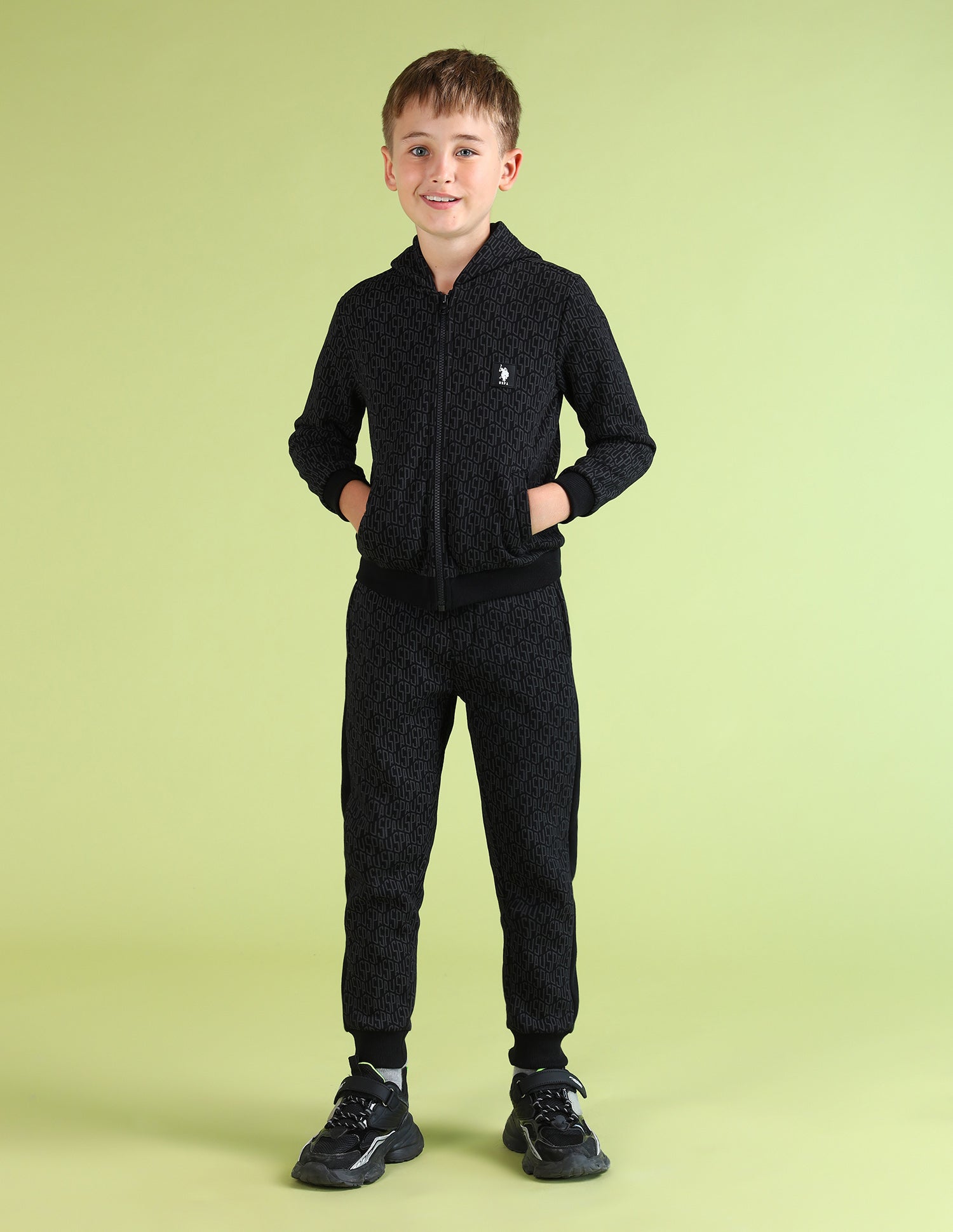 Boys Brand Printed Hooded Sweatshirt Black - U.S. POLO ASSN. | Large