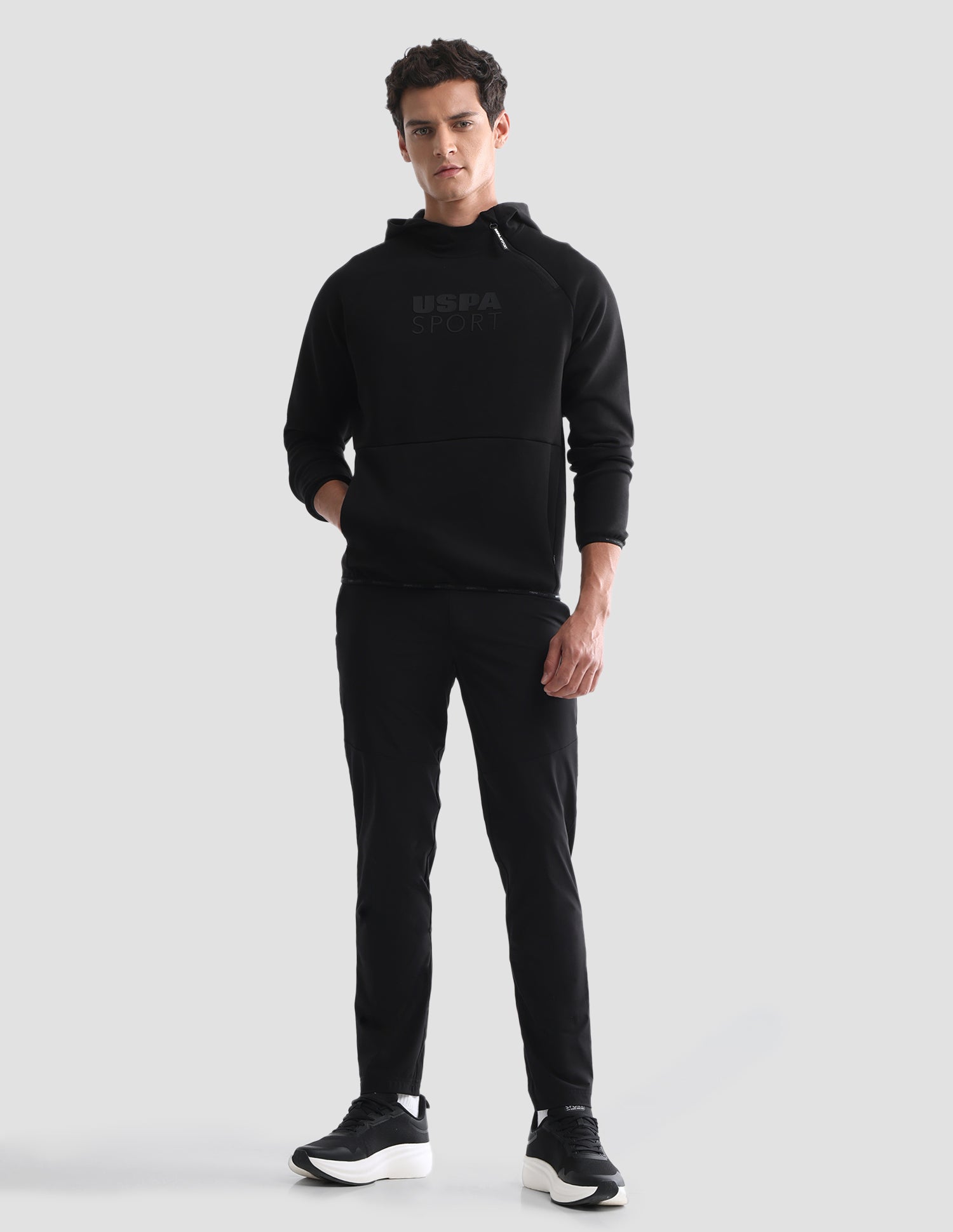 Regular Fit Solid Active Sweatshirt Black - U.S. Polo Assn. India | Large