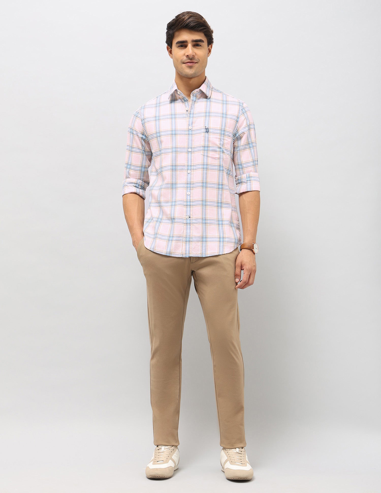 Plaid Checked Pure Cotton Shirt Pink - U.S. Polo Assn. India | Large