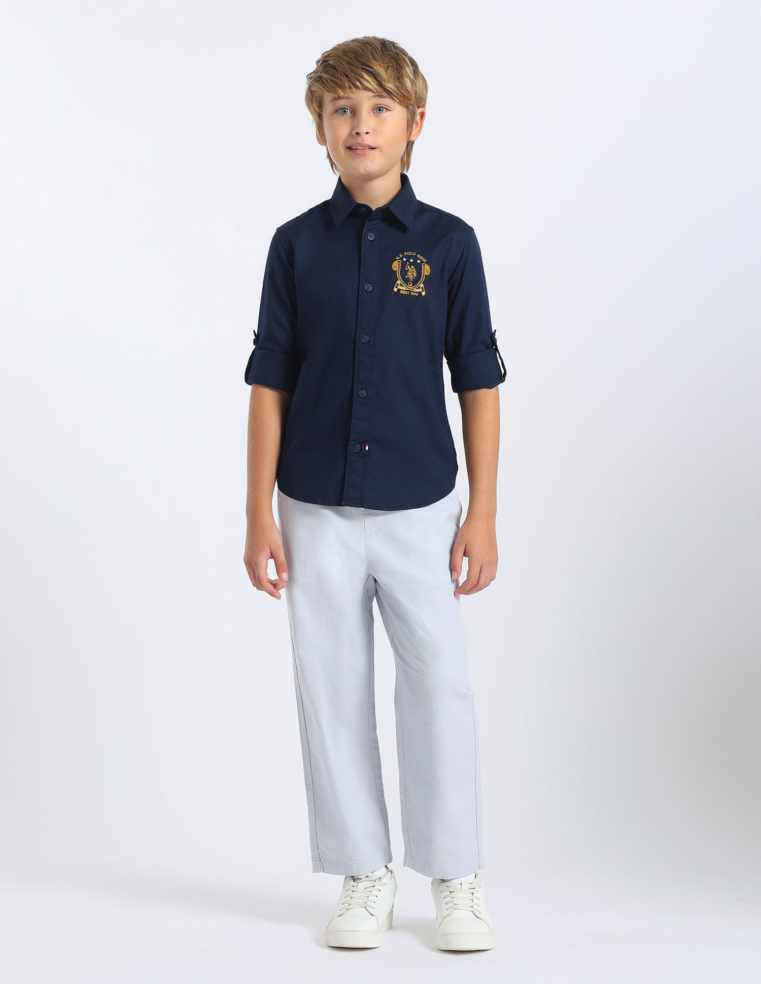 Boys Solid Regular Fit Shirt Navy - U.S. POLO ASSN. | Large