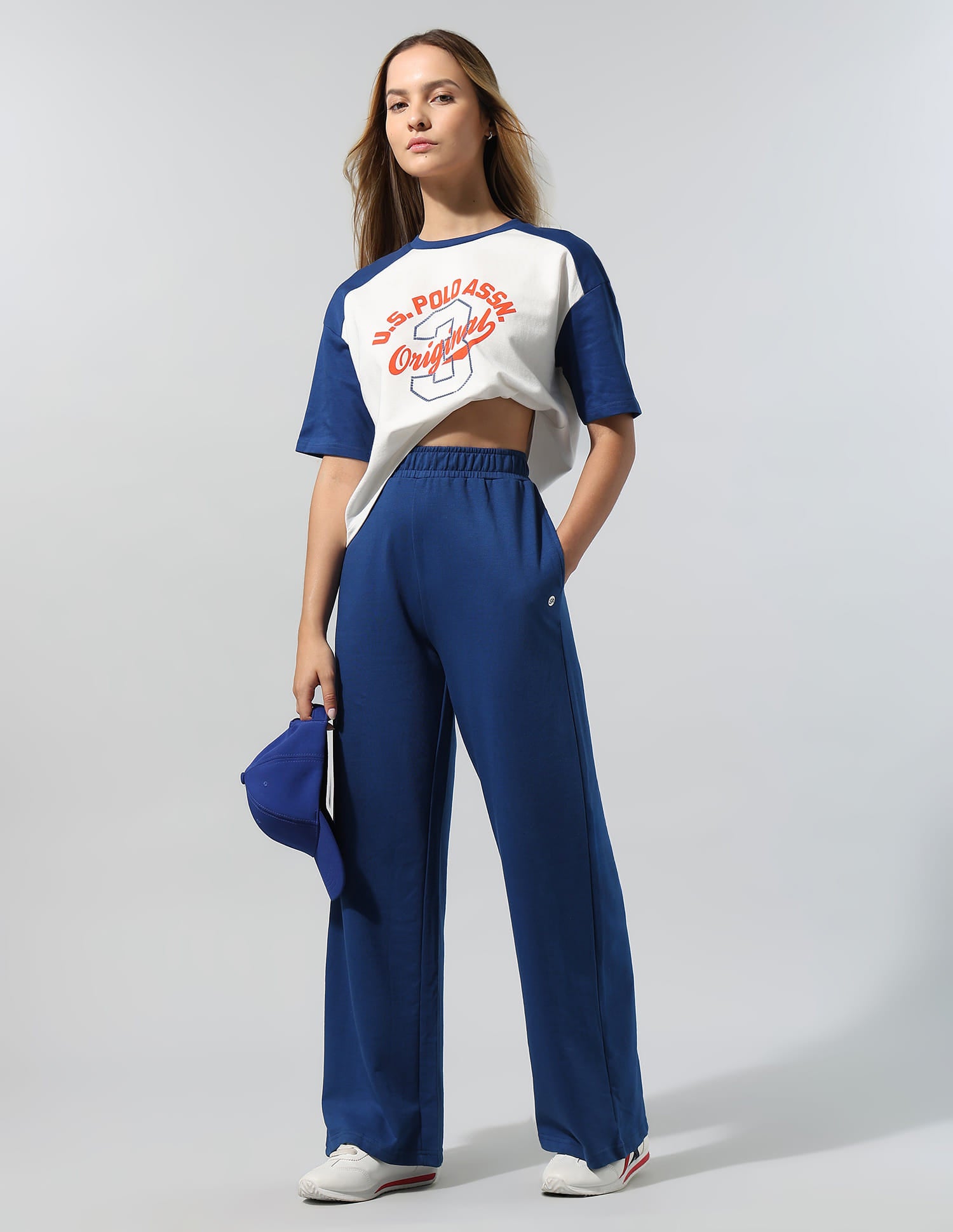 High Rise Wide Leg Trousers Blue - U.S. Polo Assn. India | Large