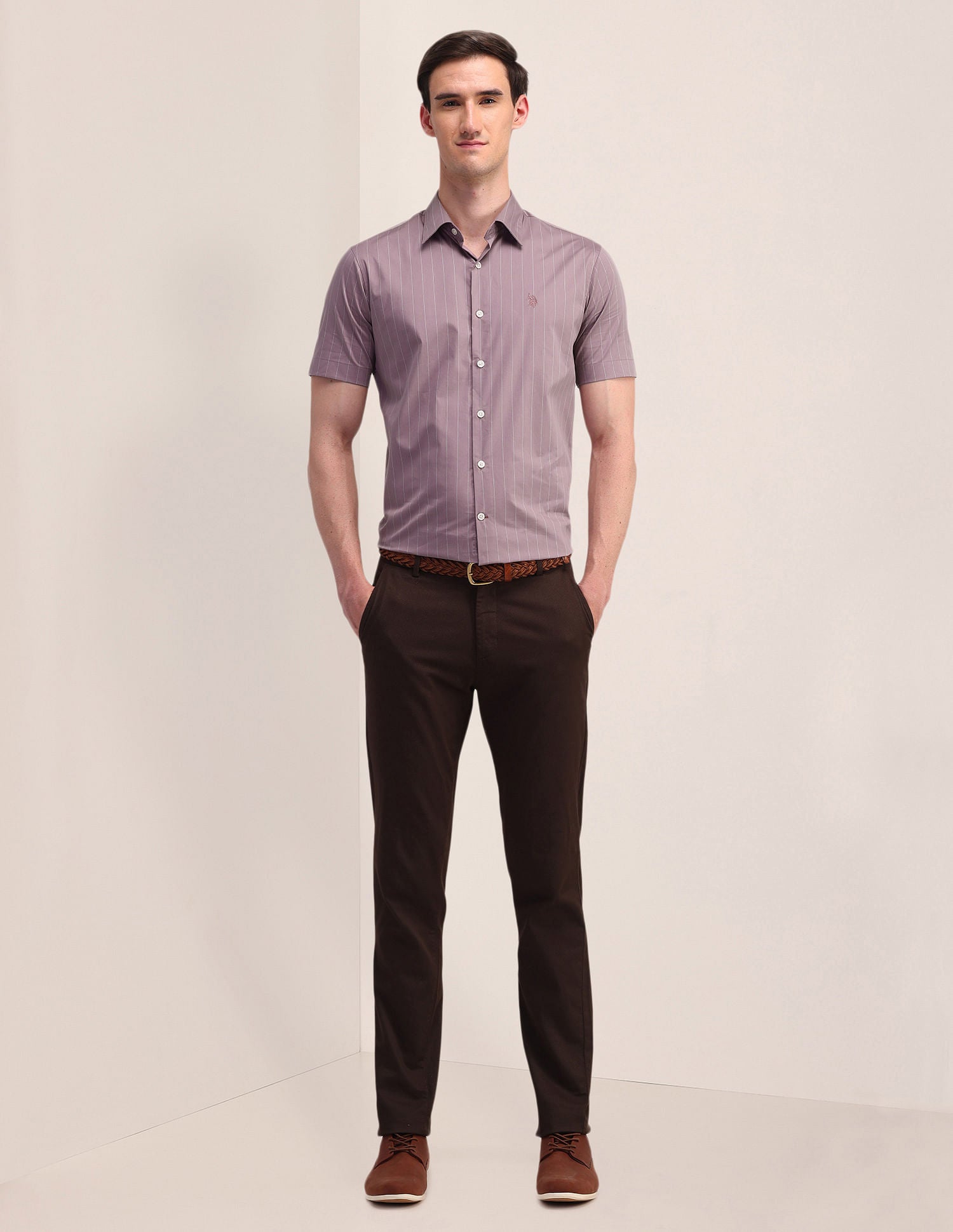 Vertical Striped Twill Weave Shirt Pink - U.S. Polo Assn. India | Large