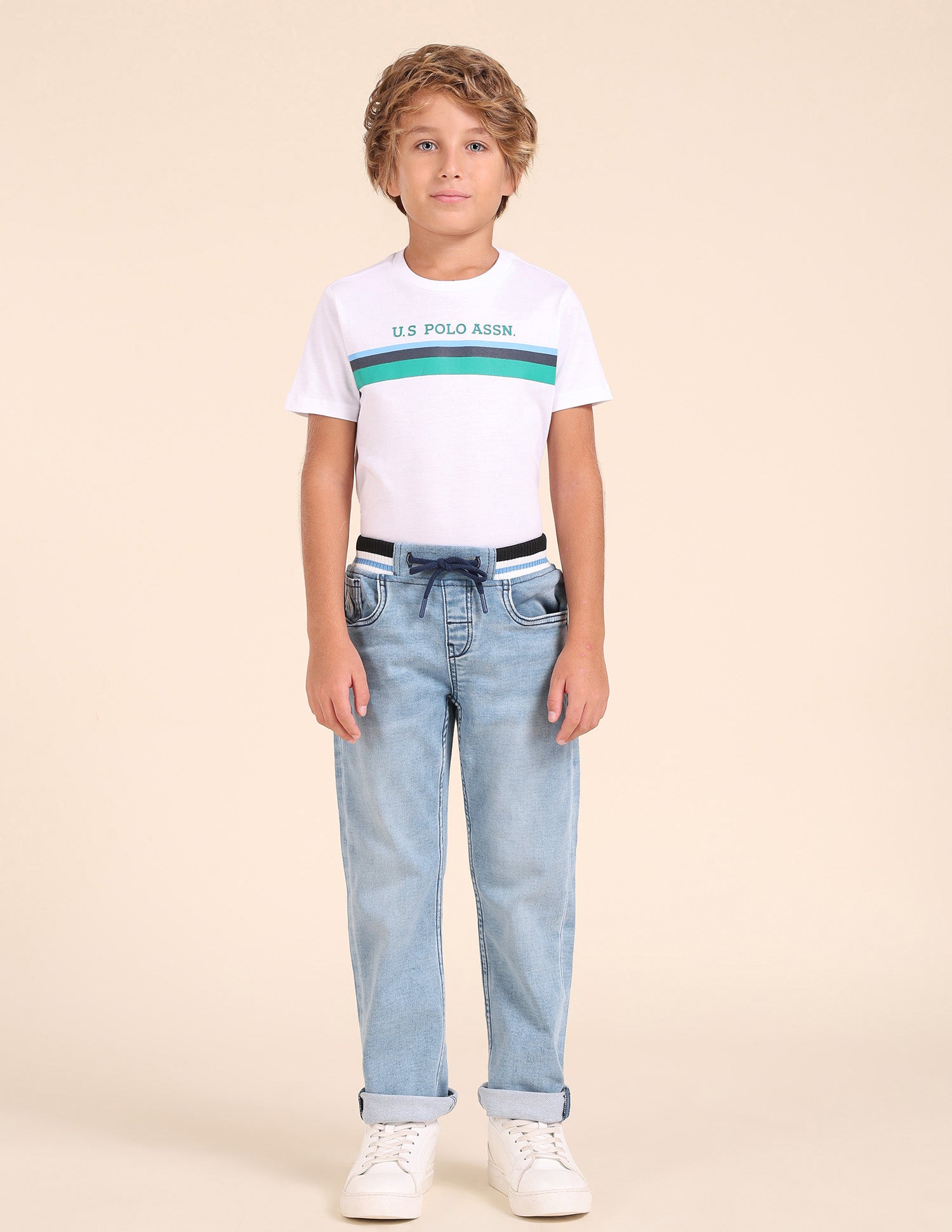 Boys Regular Fit Blue Jeans Light Blue - U.S. POLO ASSN. | Large