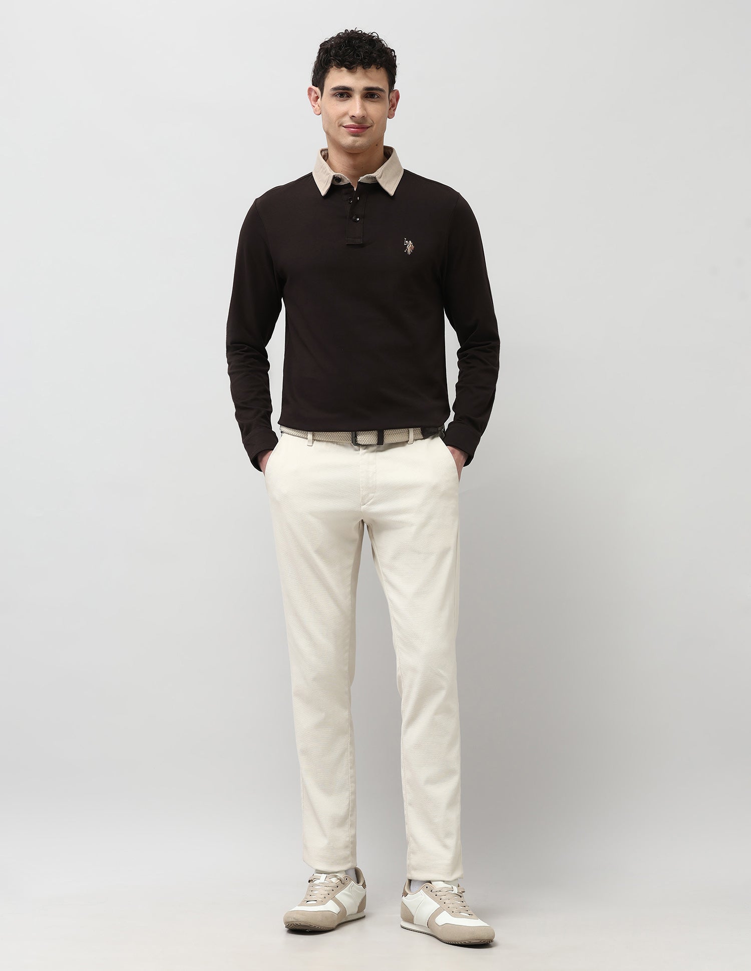 Pure Cotton Muscle Fit Polo Shirt Khaki - U.S. POLO ASSN. | Large