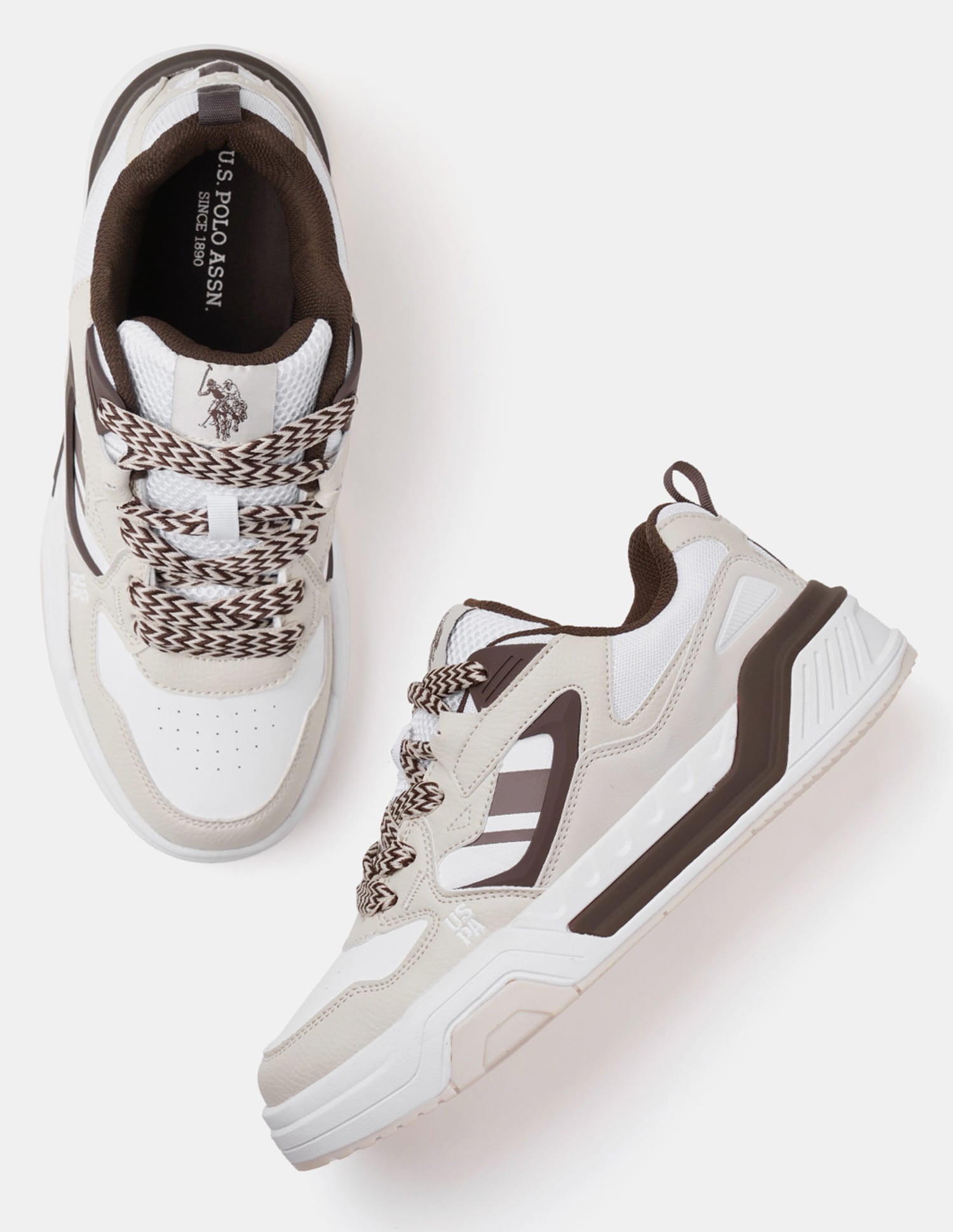Men Damen Colour Blocked Sneakers Beige - U.S. Polo Assn. India | Large