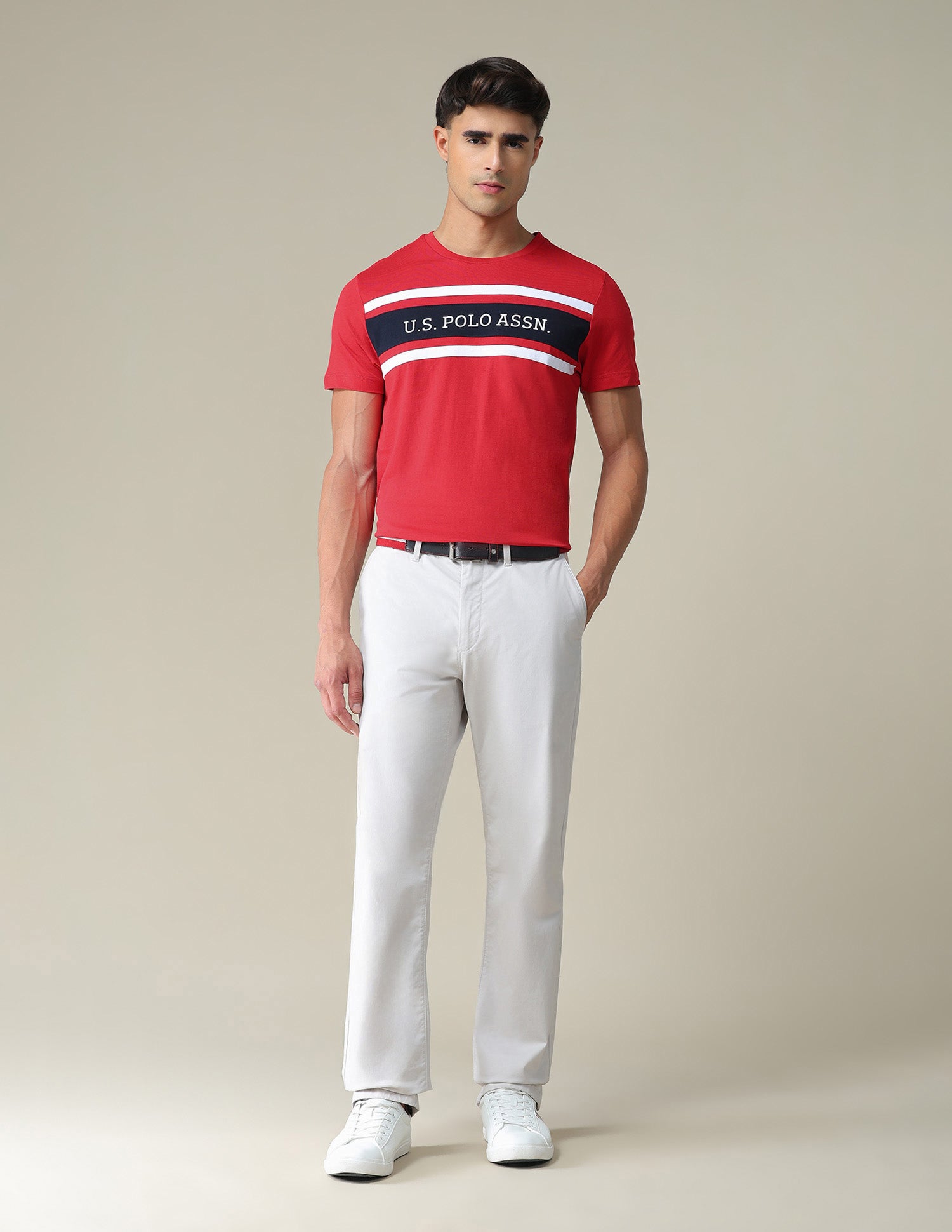 Brand Embroidered Cotton T-Shirt Red - U.S. POLO ASSN. | Large