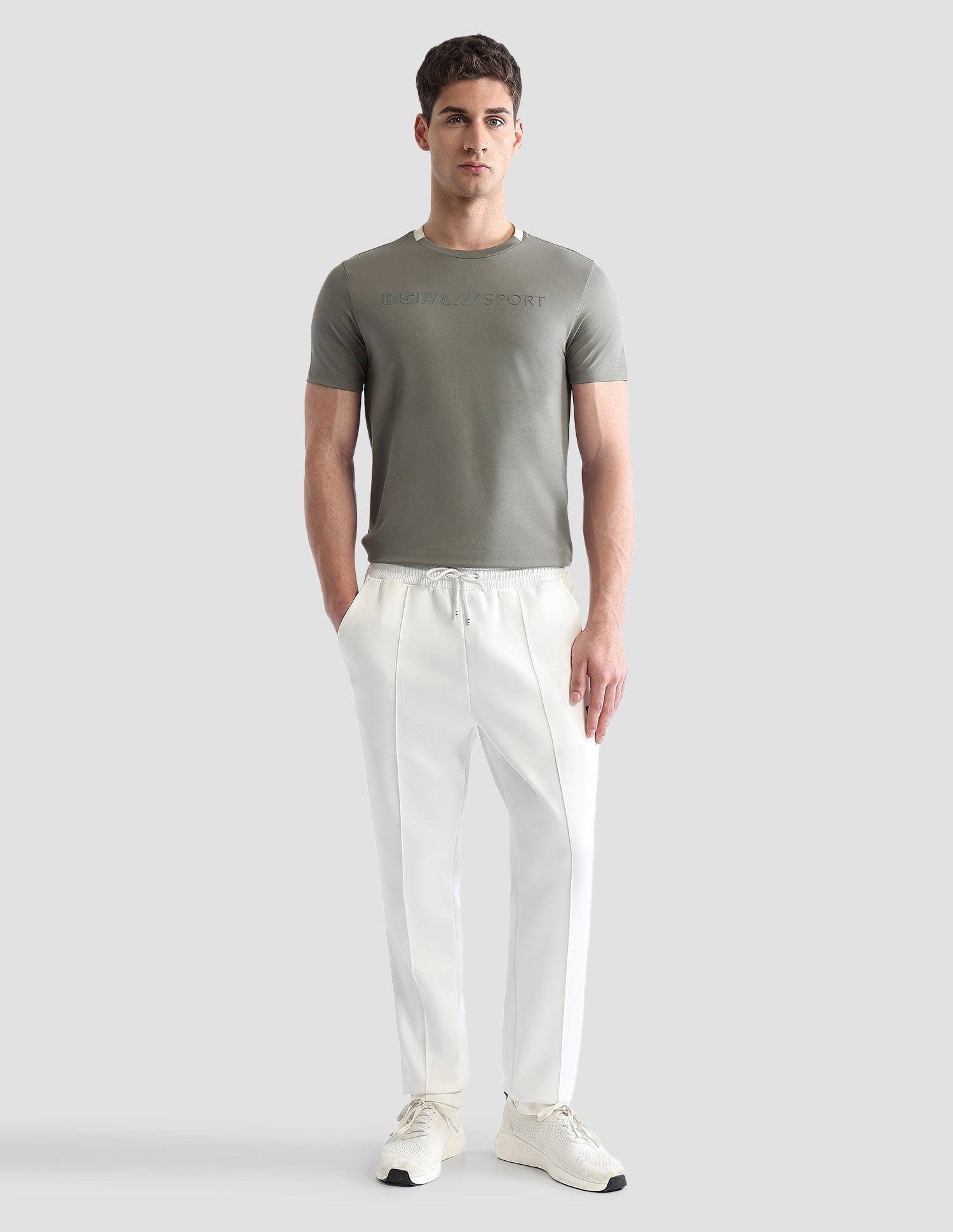 Brand Embossed Regular Fit Active T-Shirt Light Olive - U.S. POLO ASSN. | Large