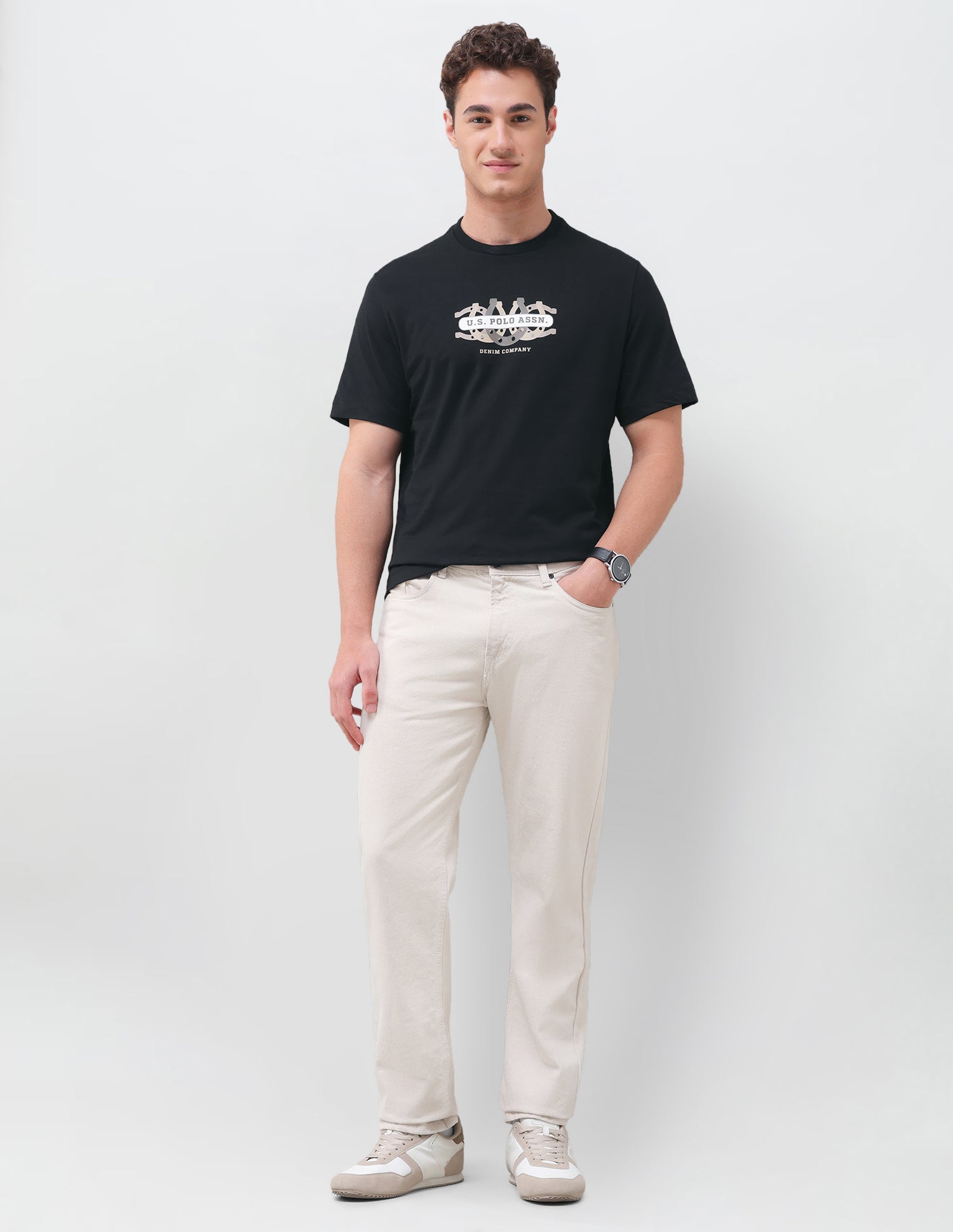 Graphic Brand Printed Relaxed Fit T-Shirt Black - U.S. Polo Assn. India | Large