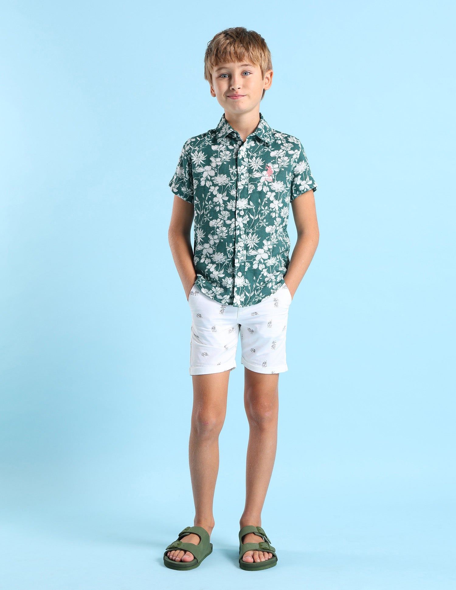 Boys Pure Cotton Regular Fit Shirt Green - U.S. POLO ASSN. | Large