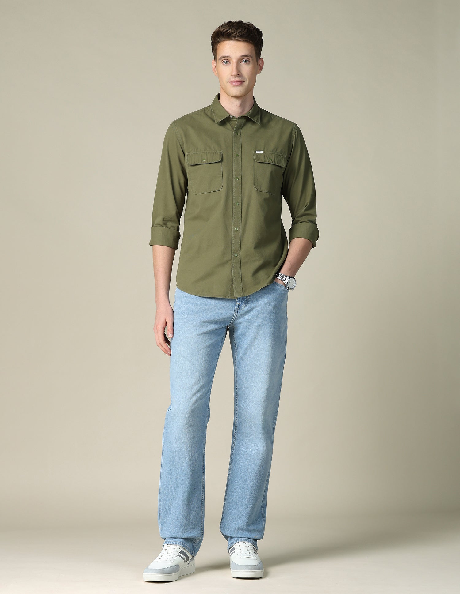 Solid Twill Shacket Light Olive - U.S. POLO ASSN. | Large