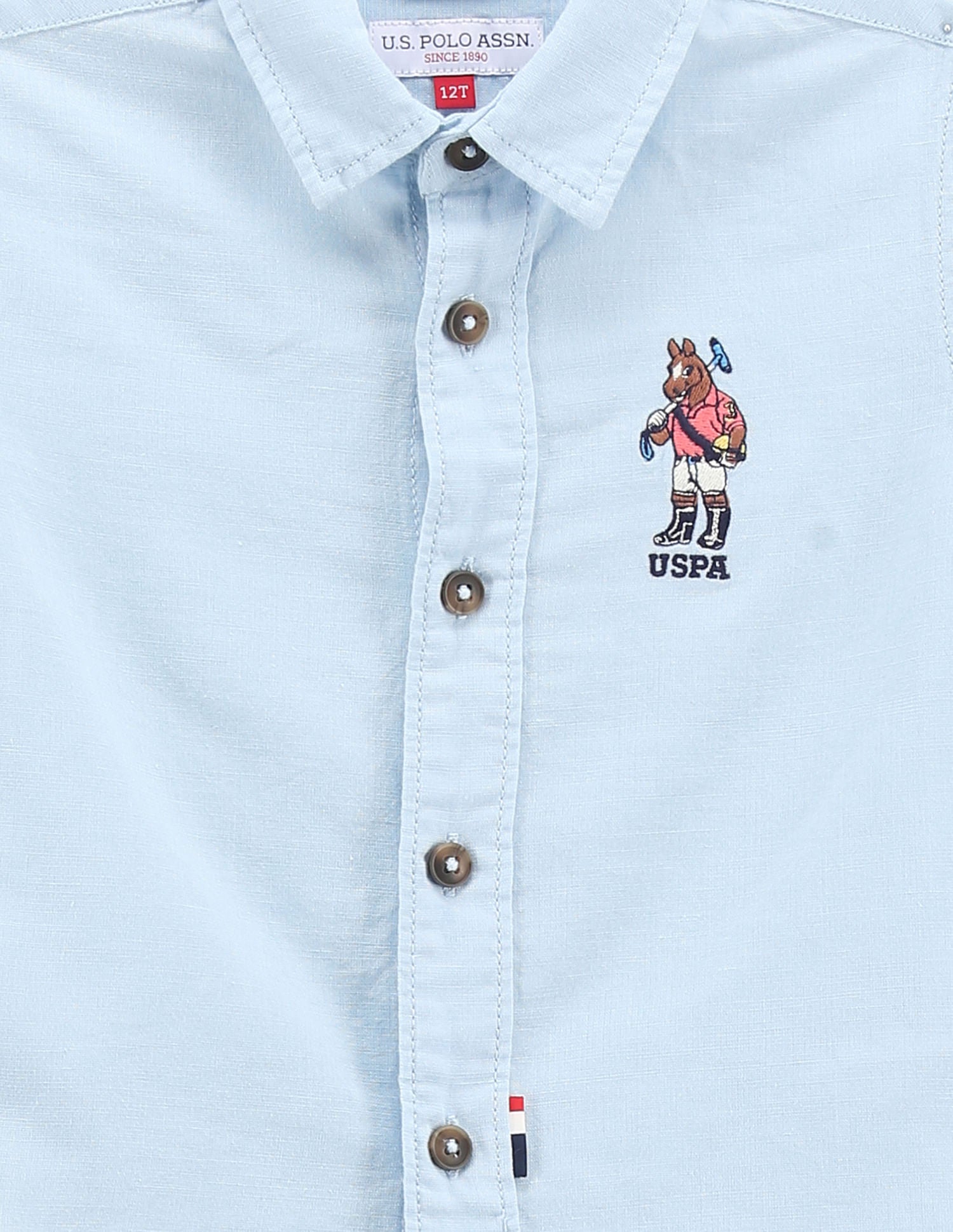 Boys Spread Collar Solid Shirt Blue - U.S. Polo Assn. India | Large