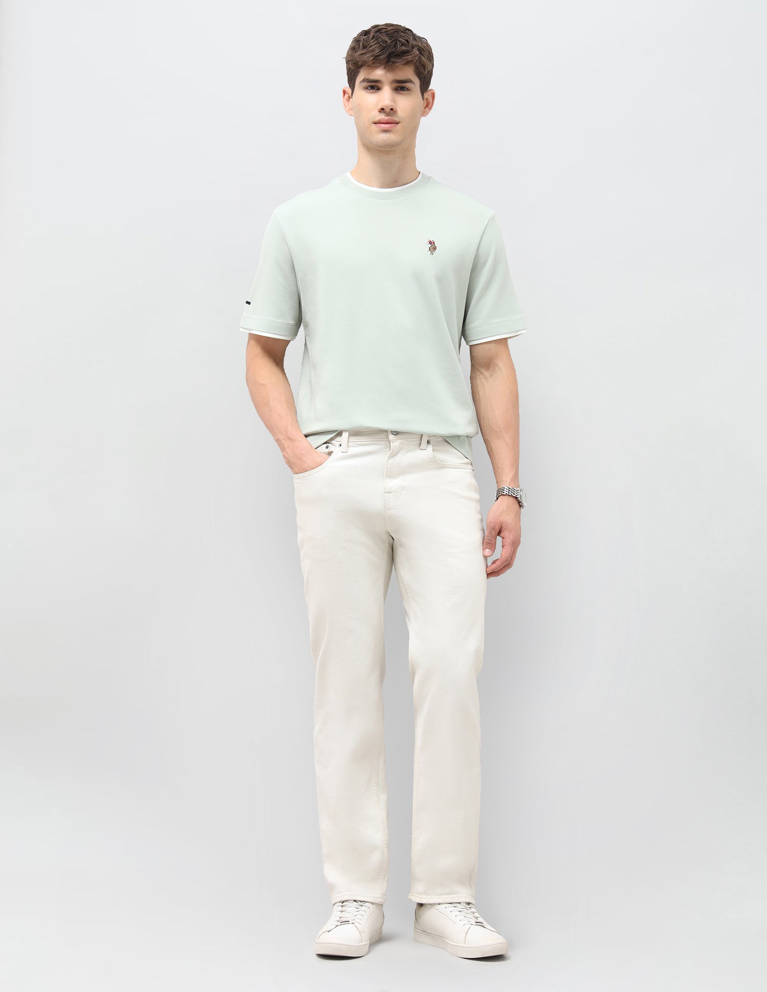 Solid Slim Fit T-Shirt Green - U.S. Polo Assn. India | Large