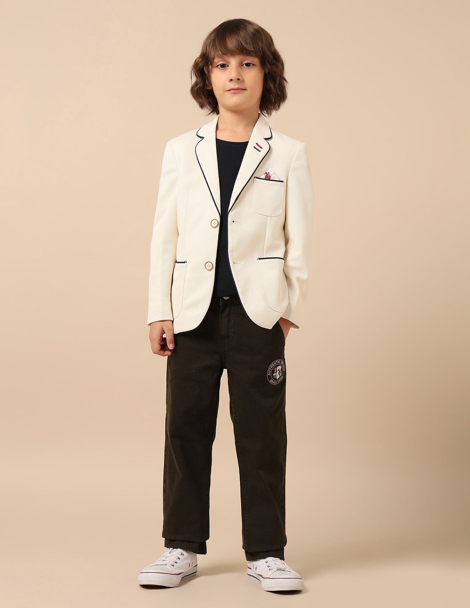 Boys Smart Casual Regular Fit Blazer Off White - U.S. POLO ASSN. | Large