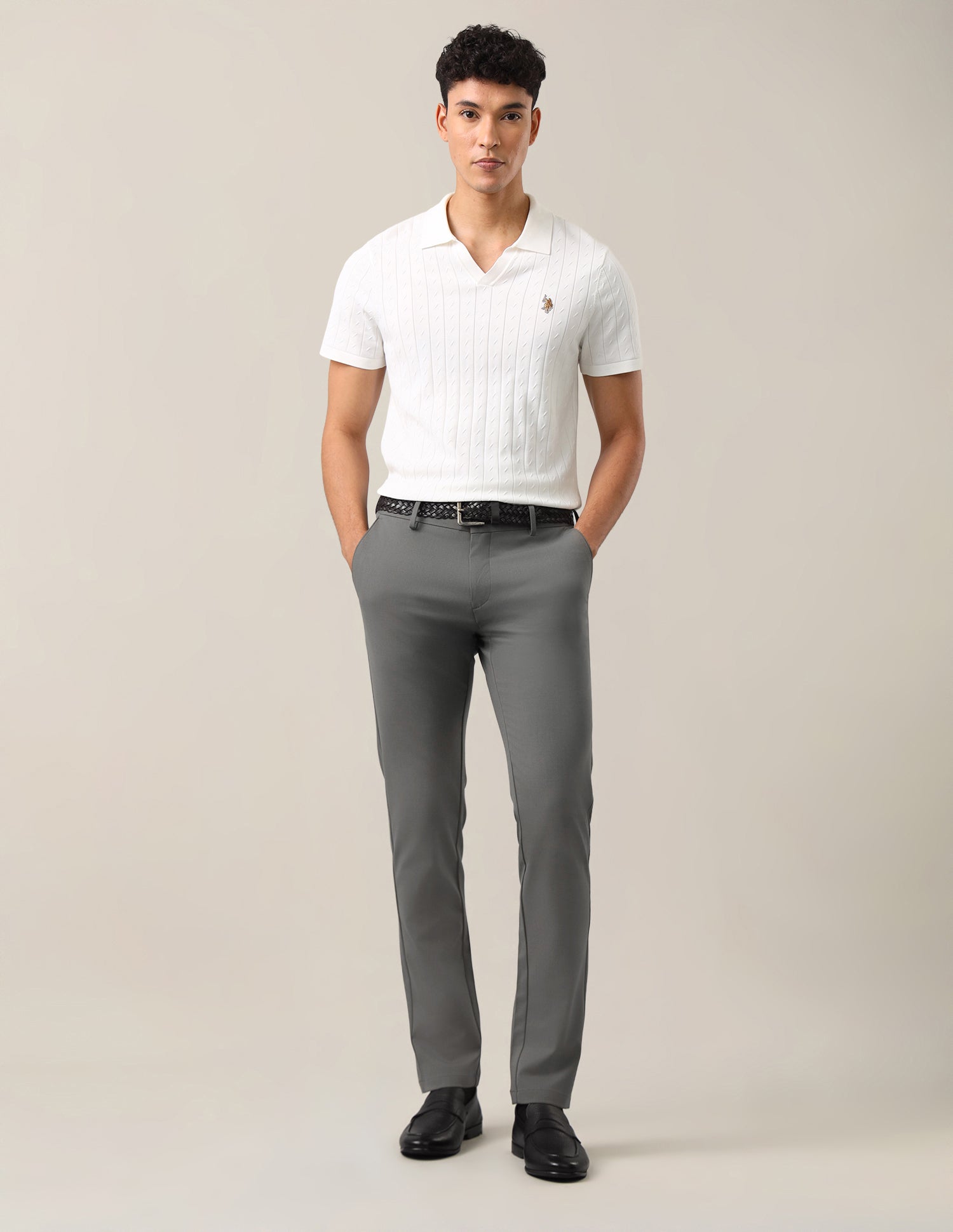 Super Slim Fit Satin Trousers Sage - U.S. Polo Assn. India | Large