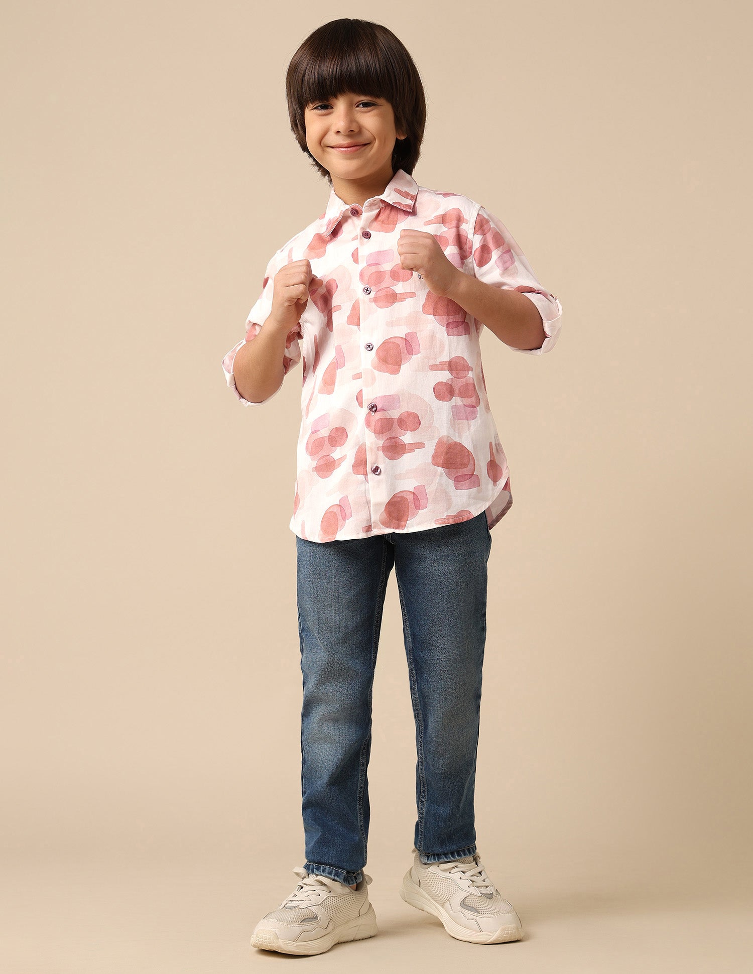 Boys Abstract Printed Satin Shirt Brown - U.S. POLO ASSN. | Large