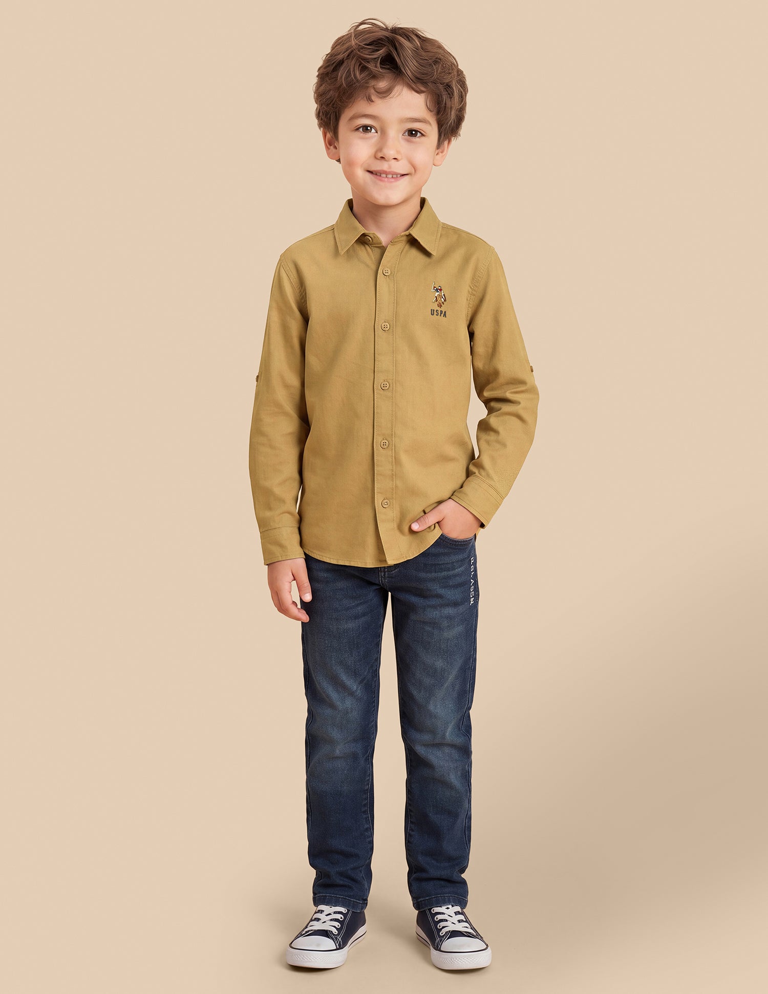 Solid Twill Shirt Khaki - U.S. Polo Assn. India | Large