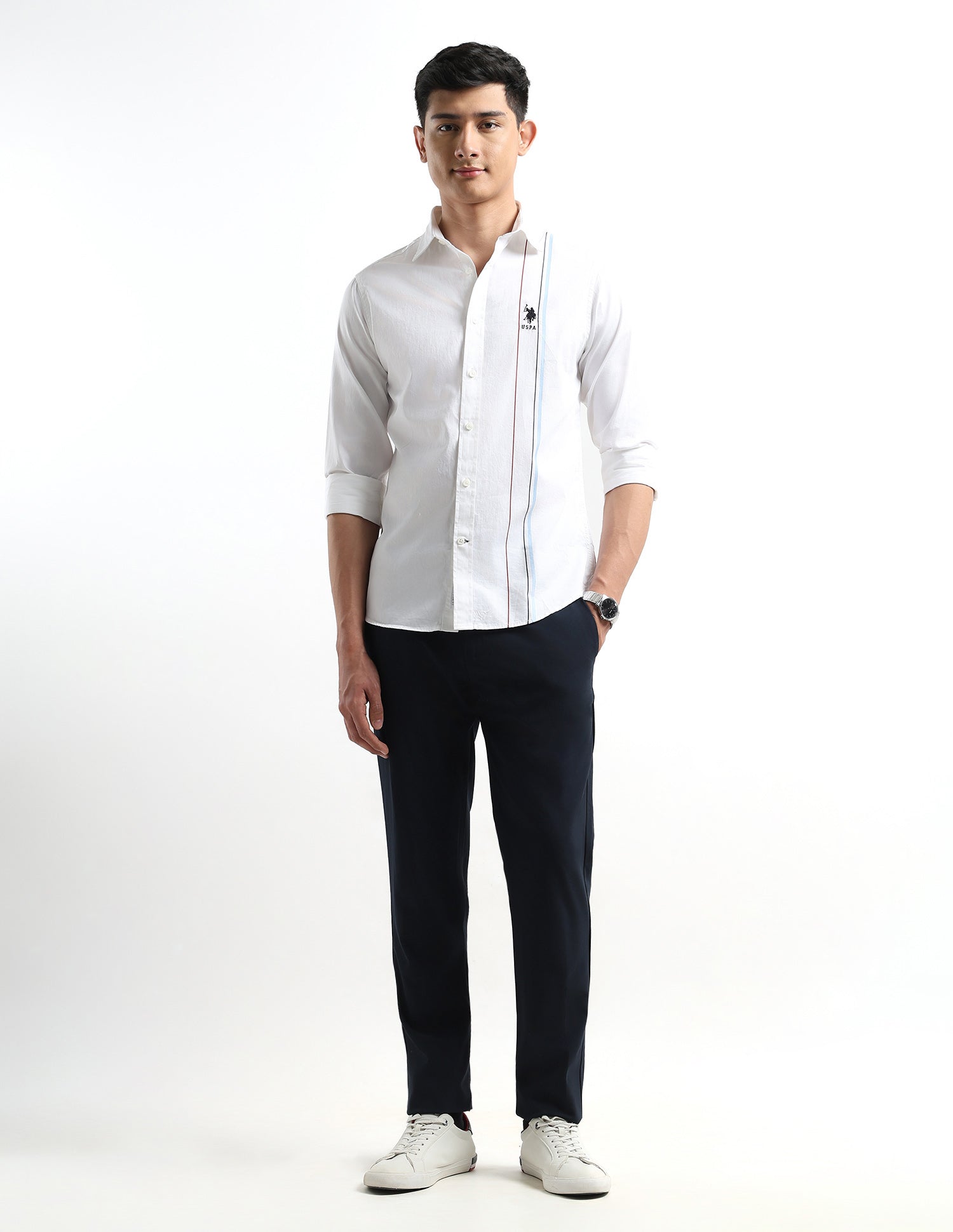Twill Tailored Fit Shirt White - U.S. Polo Assn. India | Large
