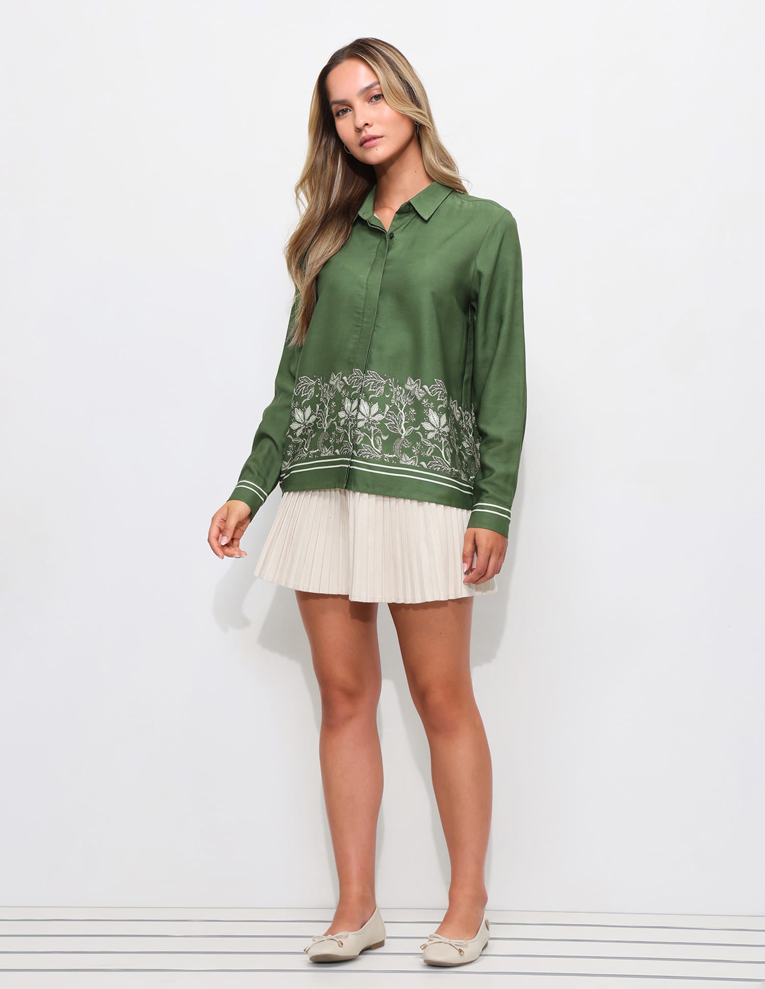 Floral Printed Relaxed Fit Shirt Green - U.S. Polo Assn. India | Large