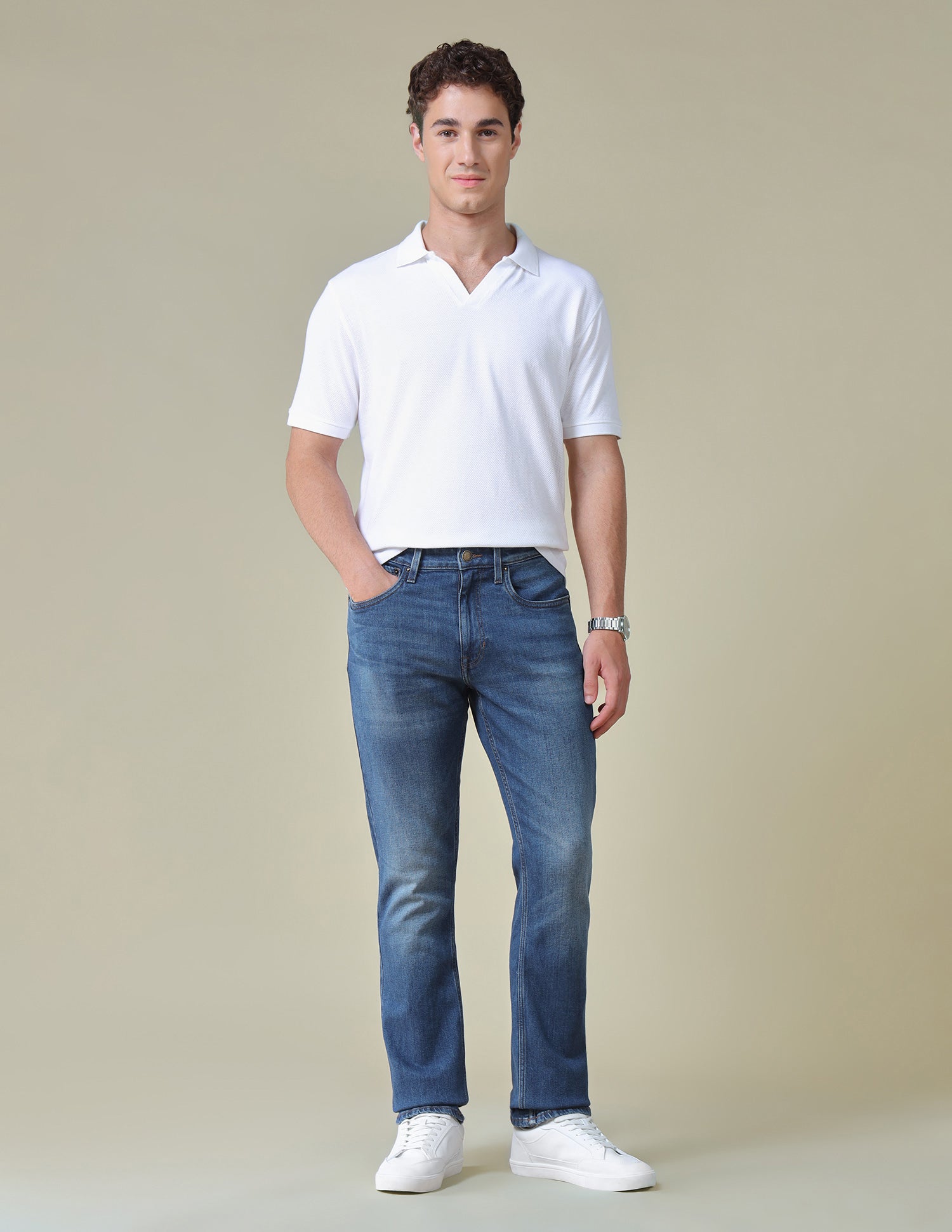 Harold Slim Straight Fit Blue Jeans Mid Blue - U.S. Polo Assn. India | Large