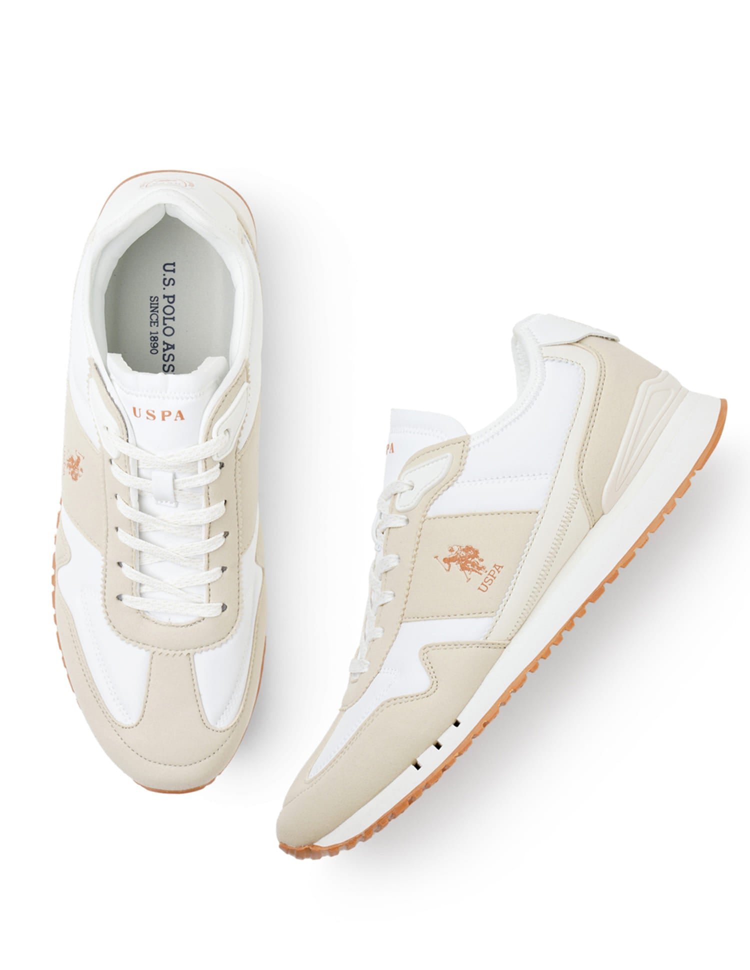 Men Tygo Beige Retro Sneakers Beige and White - U.S. Polo Assn. India | Large