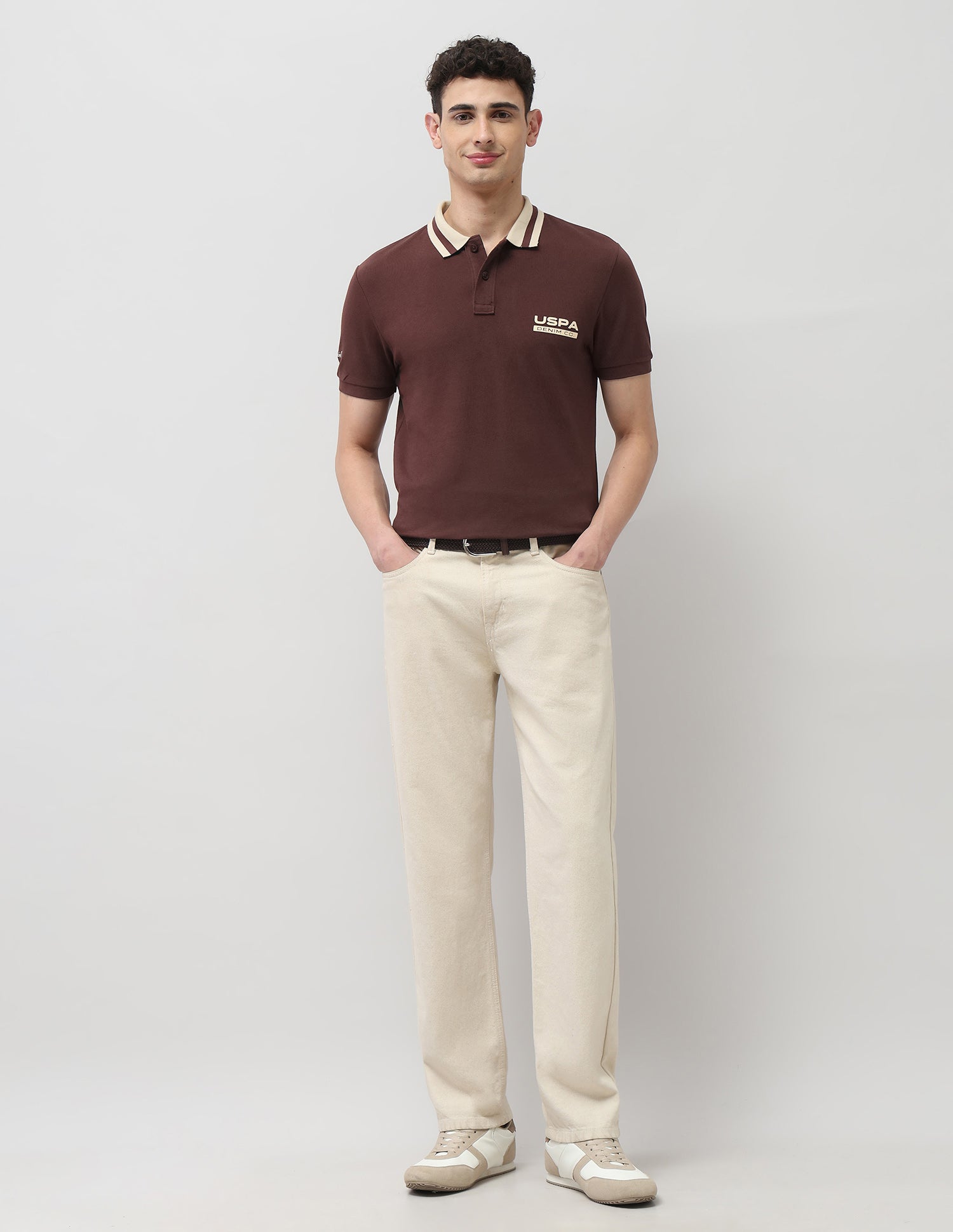 Solid Pure Cotton Polo Shirt Dark Brown - U.S. Polo Assn. India | Large