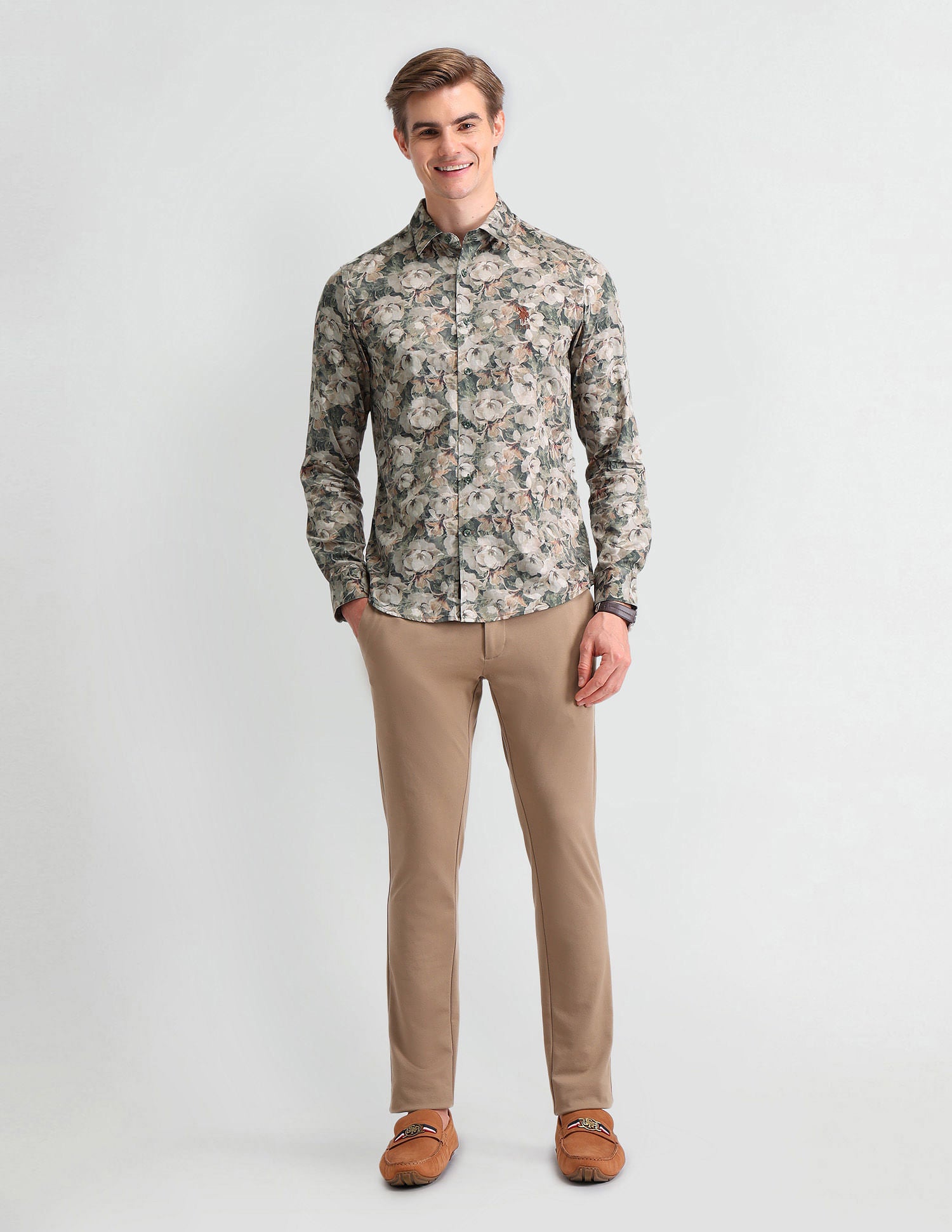 Satin Digital Print Shirt Olive - U.S. POLO ASSN. | Large