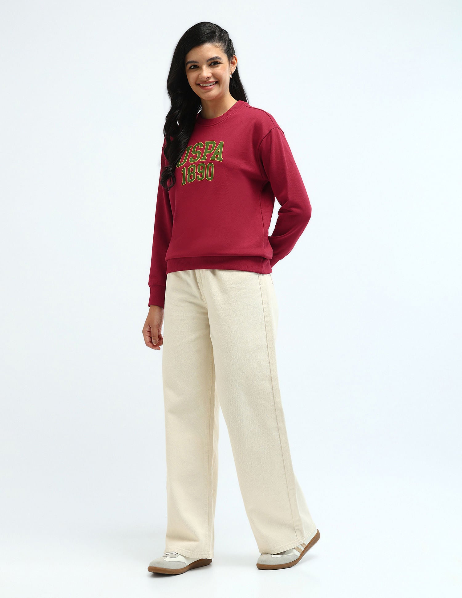 Drop Shoulder Brand Print Sweatshirt Red - U.S. POLO ASSN. | Large