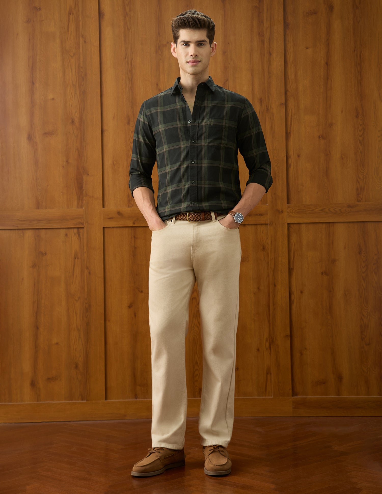 Grid Tattersall Checked Regular Fit Shirt Olive - U.S. Polo Assn. India | Large