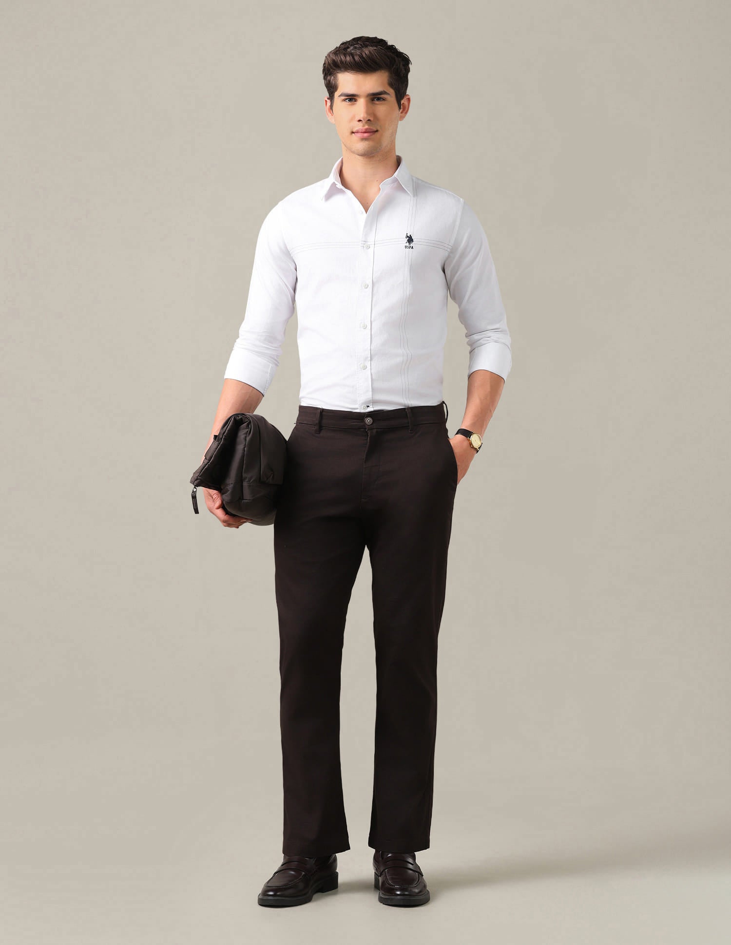 Solid Tailored Fit Shirt White - U.S. Polo Assn. India | Large
