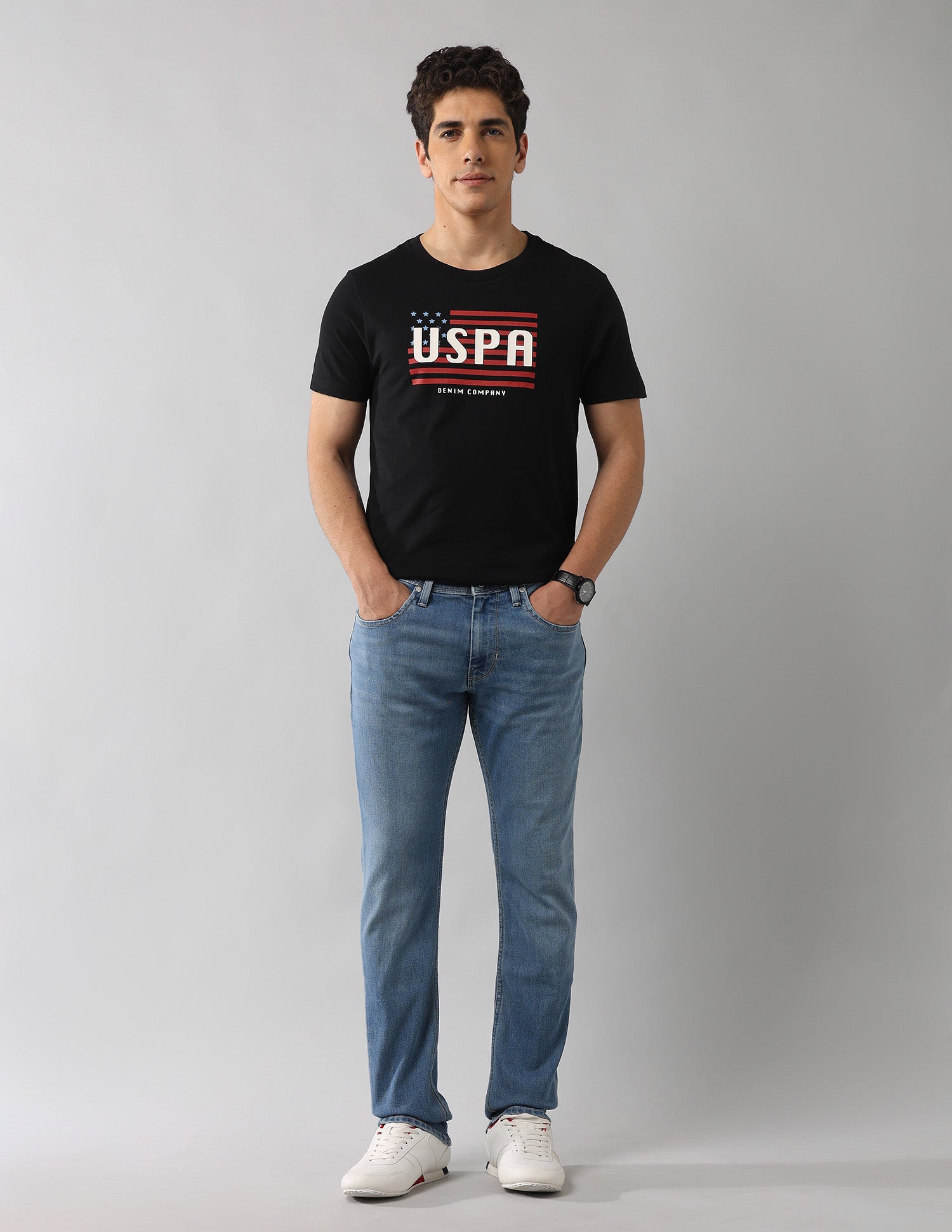 Brandon Fit Slim Tapered Fit Ultra Soft Jeans Blue - U.S. Polo Assn. India | Large