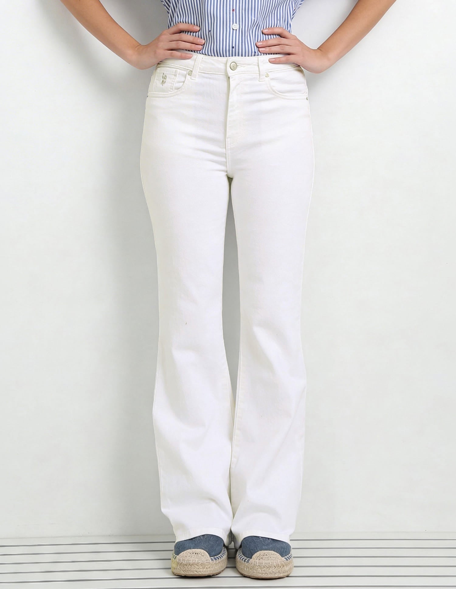 High Rise Flared Fit Jeans White - U.S. Polo Assn. India | Large