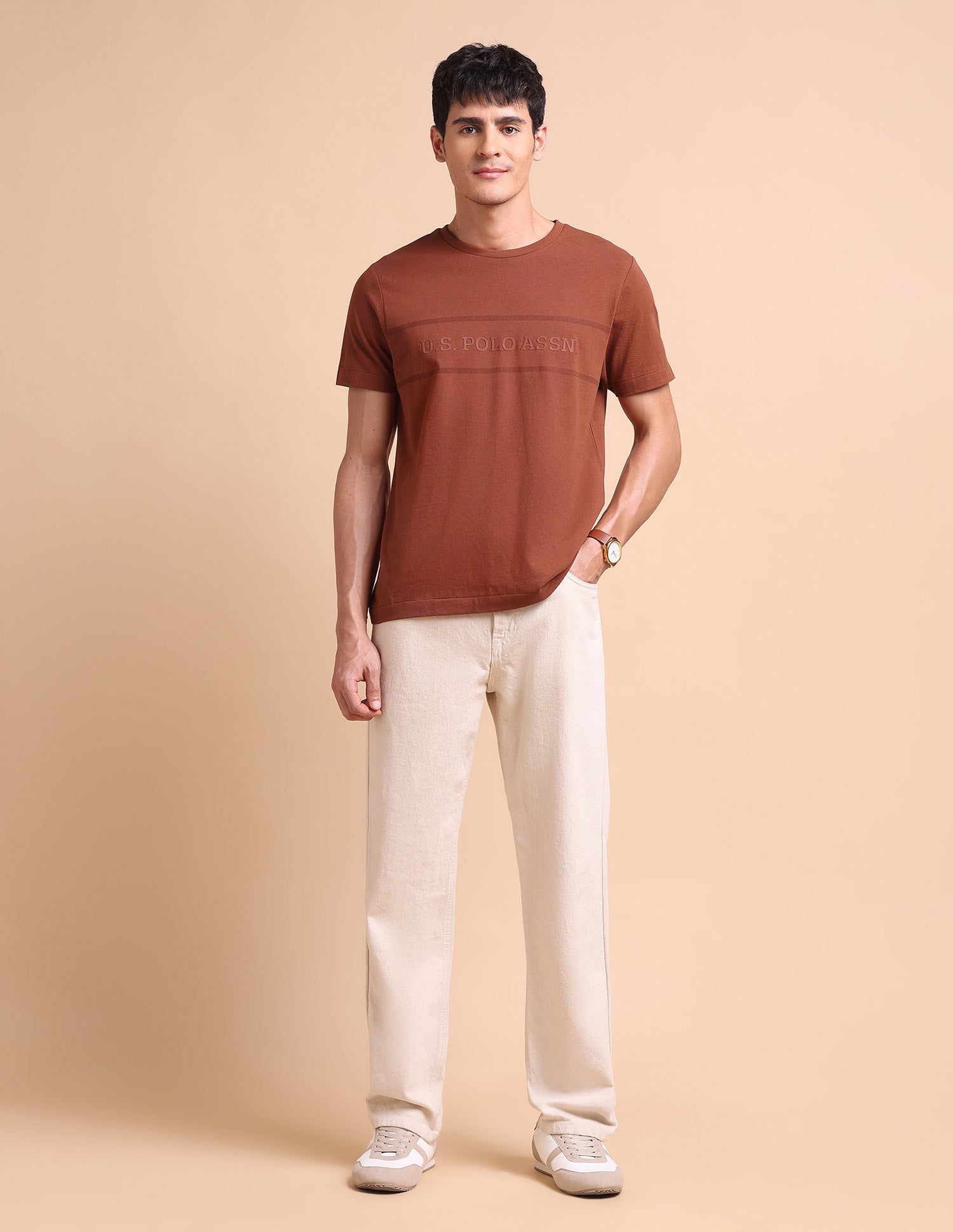 Brand Embossed Slim Fit T-Shirt Maroon - U.S. POLO ASSN. | Large