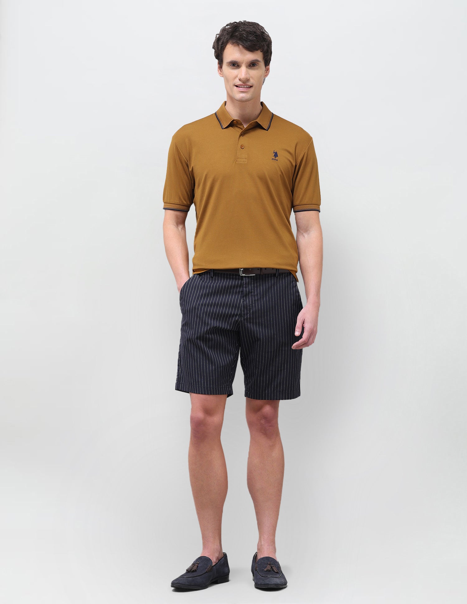 Solid Slim Fit Polo Shirt Gold - U.S. Polo Assn. India | Large