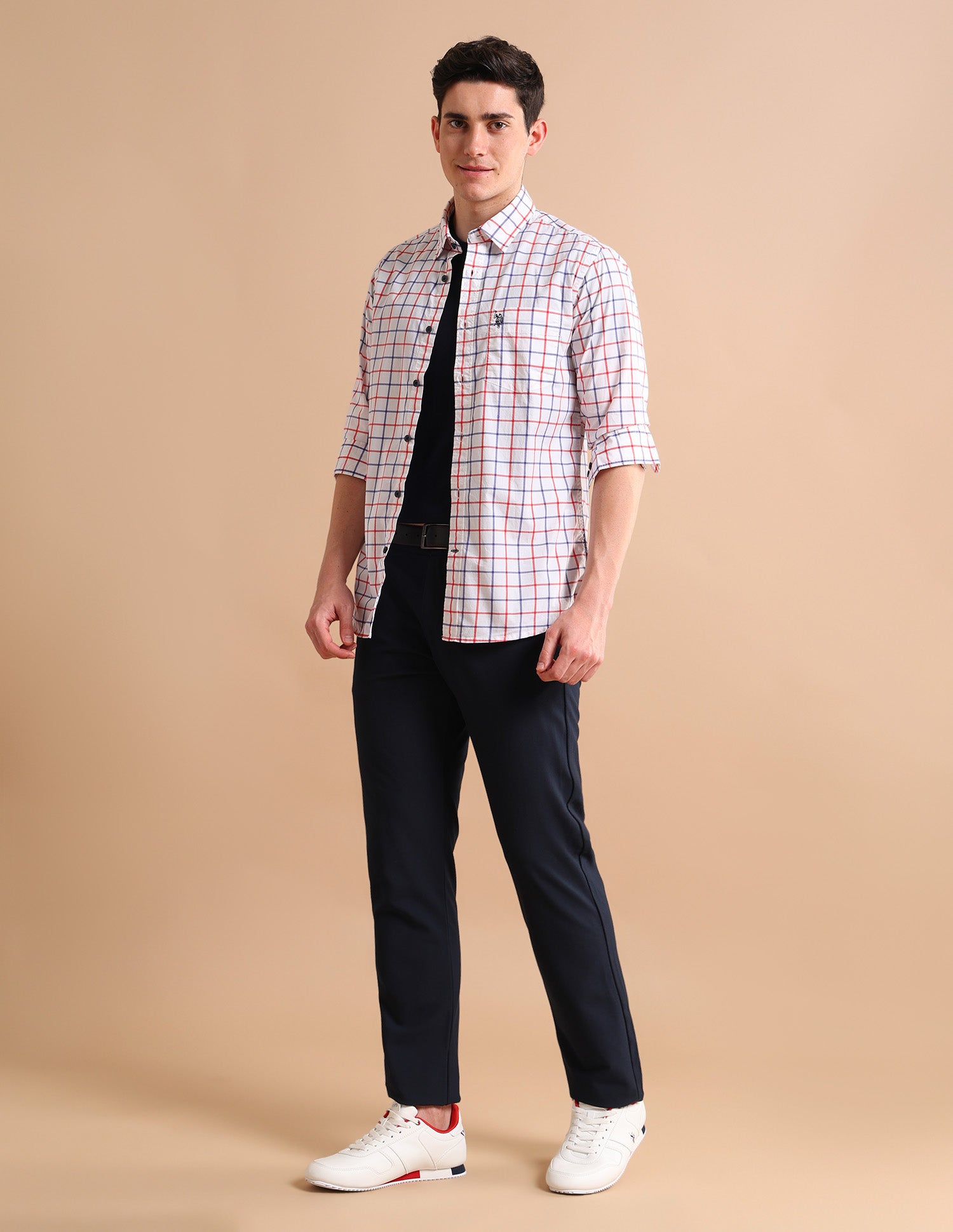 Grid Twill Shirt White - U.S. POLO ASSN. | Large