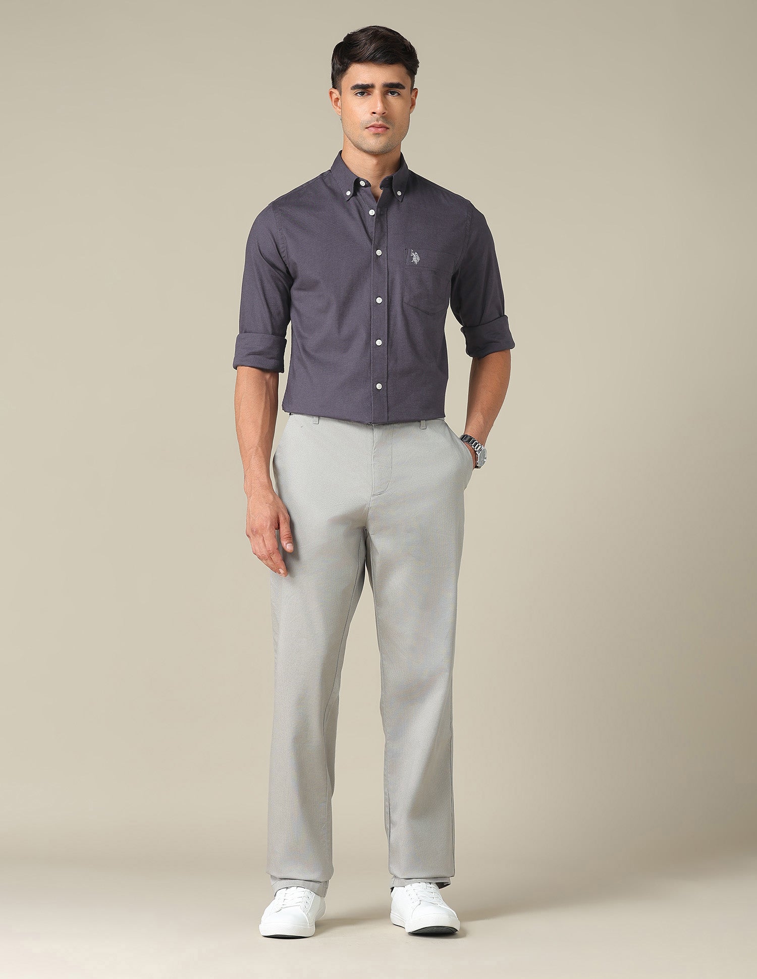 Tailored Fit Dobby Shirt Dark Grey - U.S. POLO ASSN. | Large