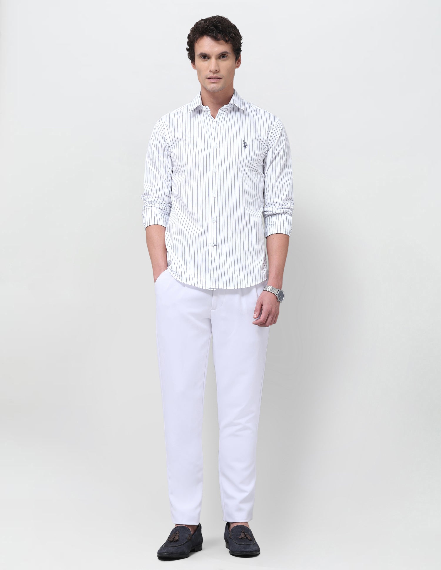 Vertical Striped Regular Fit Shirt Blue - U.S. Polo Assn. India | Large