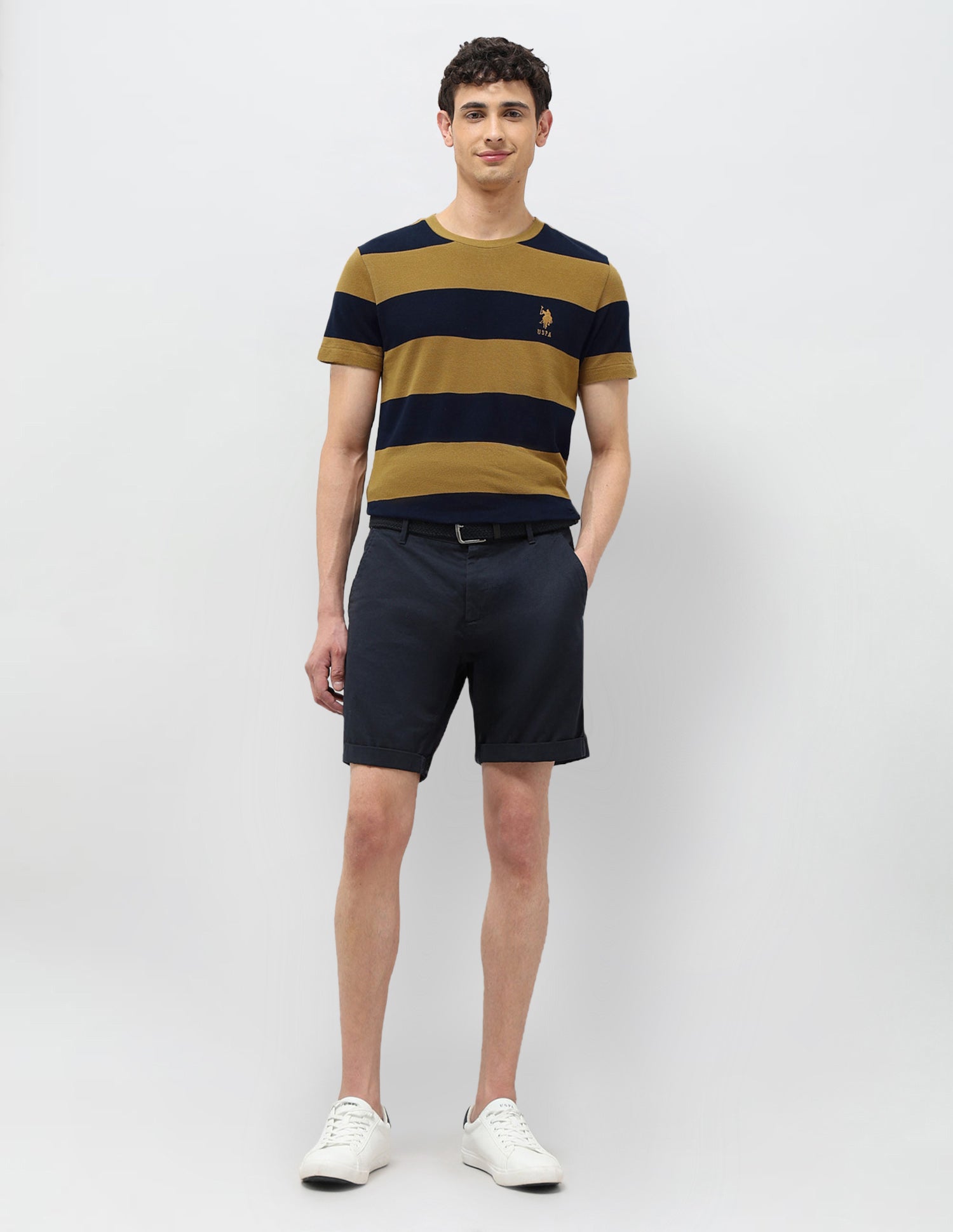 Horizontal Striped Slim Fit T-shirt Mustard - U.S. POLO ASSN. | Large