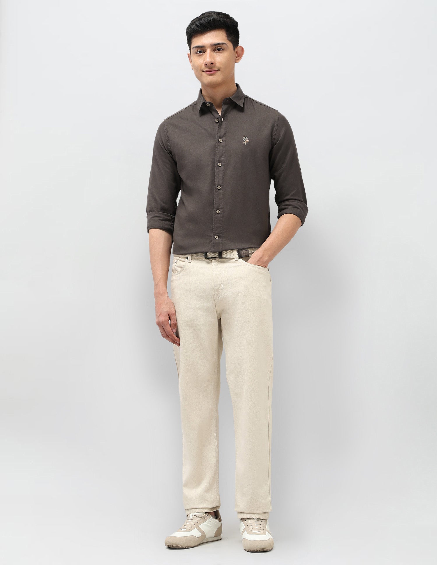 Twill Pure Cotton Shirt Choco - U.S. POLO ASSN. | Large