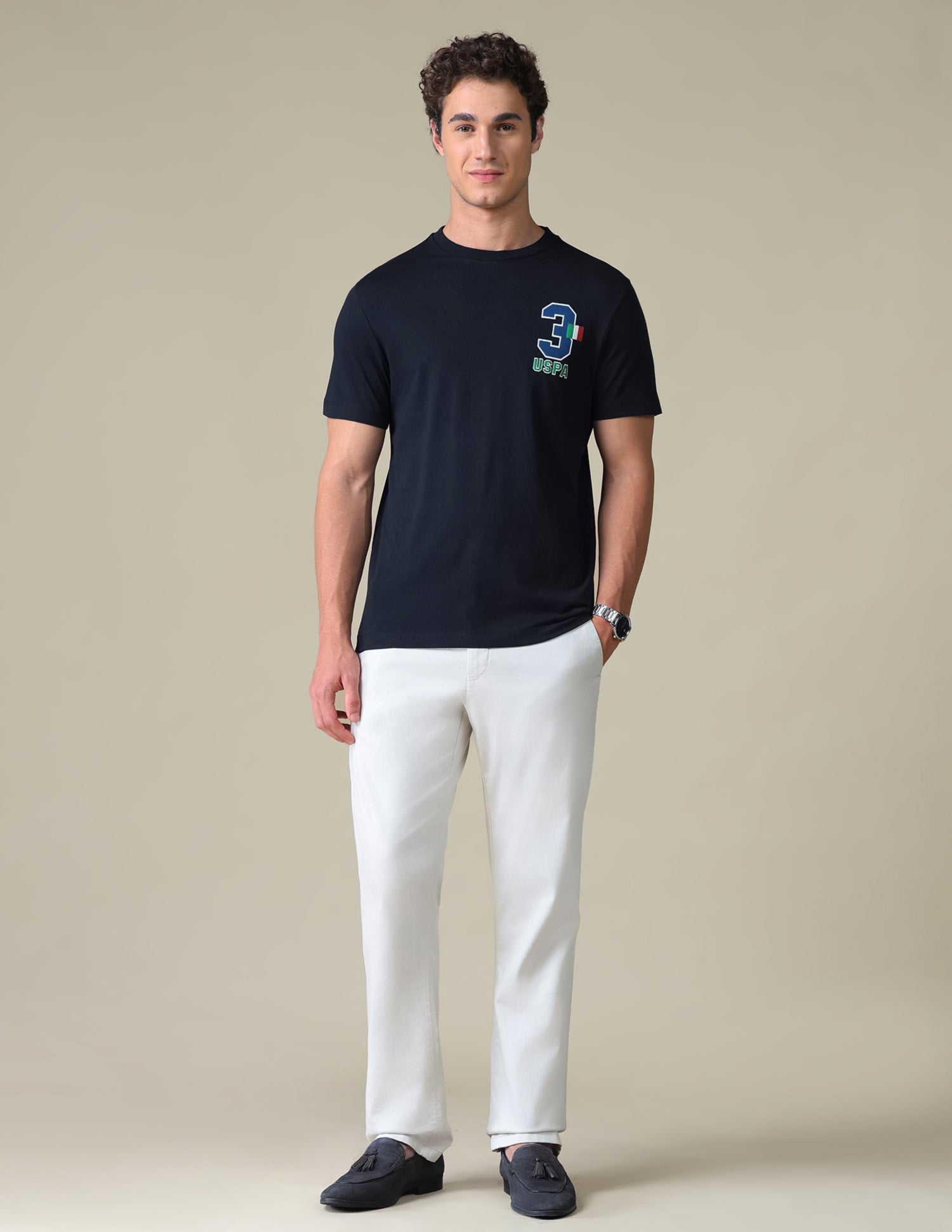 Typographic Slim Fit T-Shirt Navy - U.S. Polo Assn. India | Large