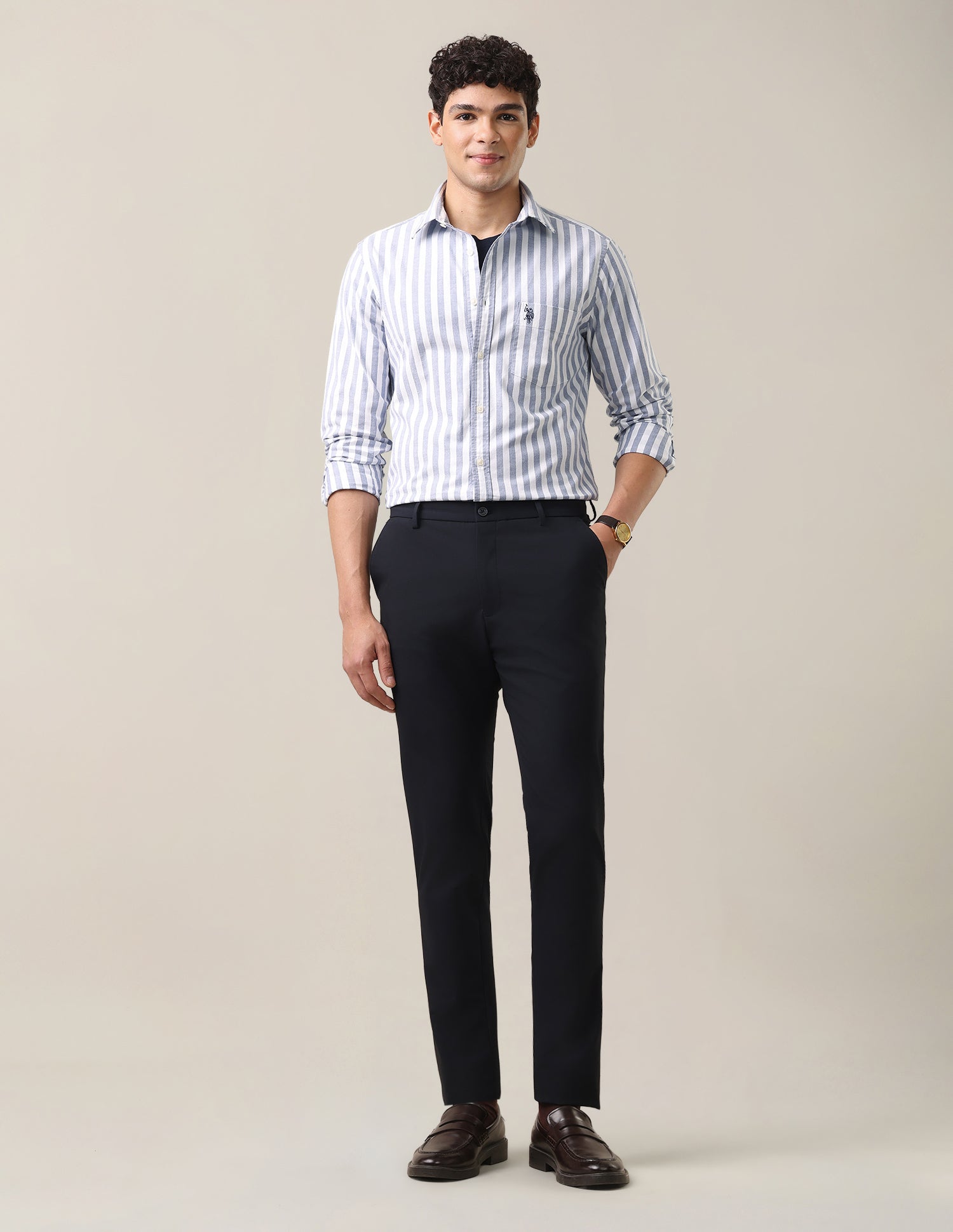 Vertical Striped Oxford Shirt Navy - U.S. Polo Assn. India | Large