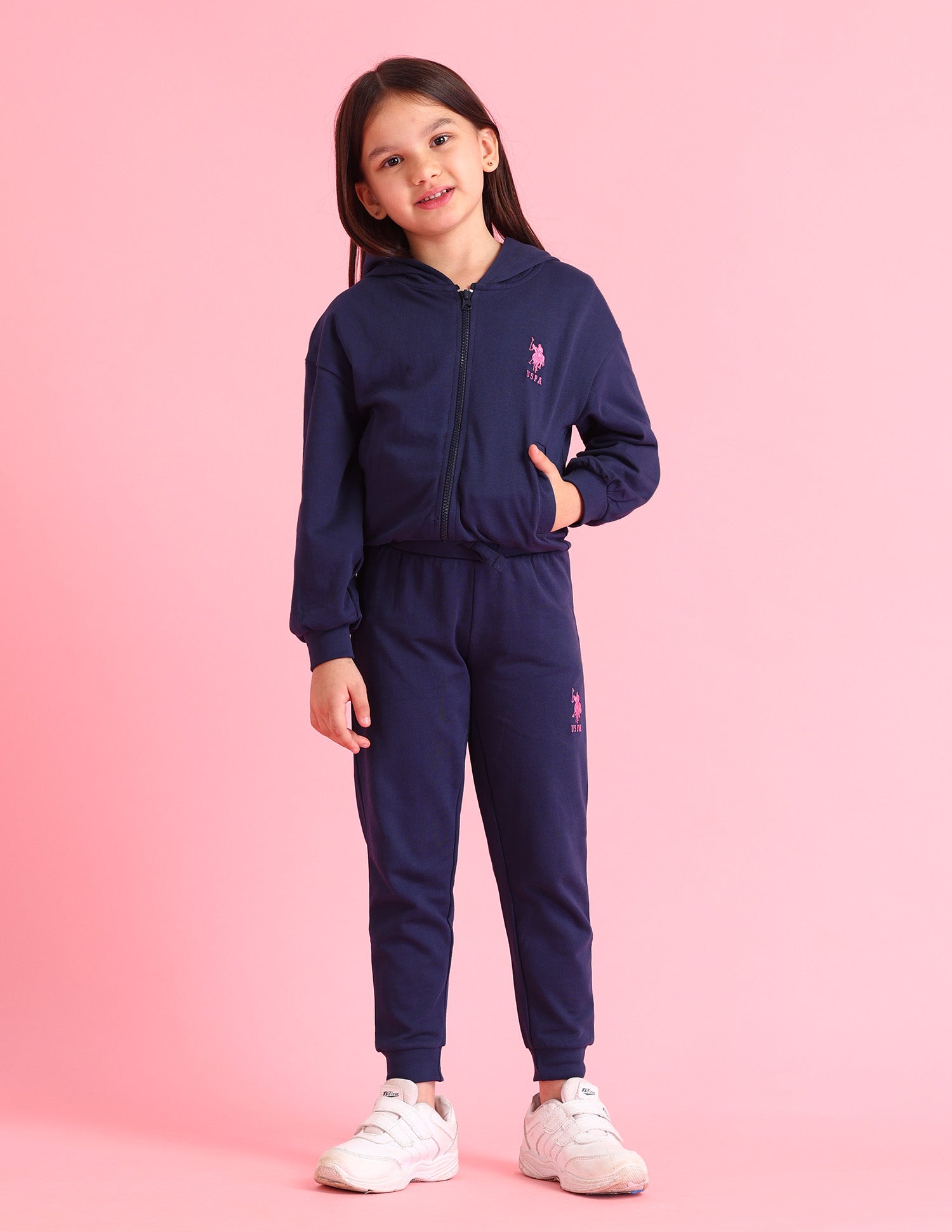 Girls Solid Regular Fit Sweatshirt Navy - U.S. POLO ASSN. | Large