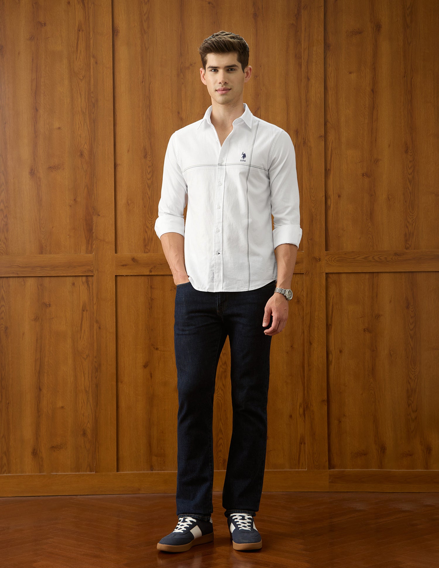 Twill Regular Fit Shirt White - U.S. Polo Assn. India | Large
