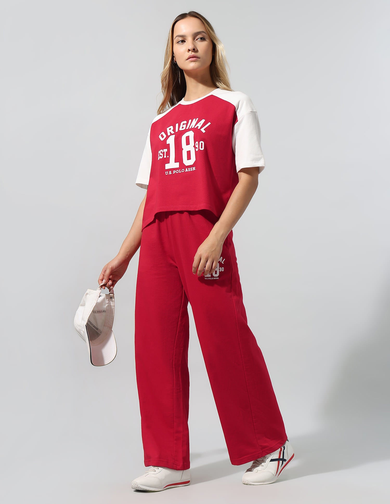 Colorblocked Relaxed T-Shirt With Wideleg Pant Red - U.S. Polo Assn. India | Large