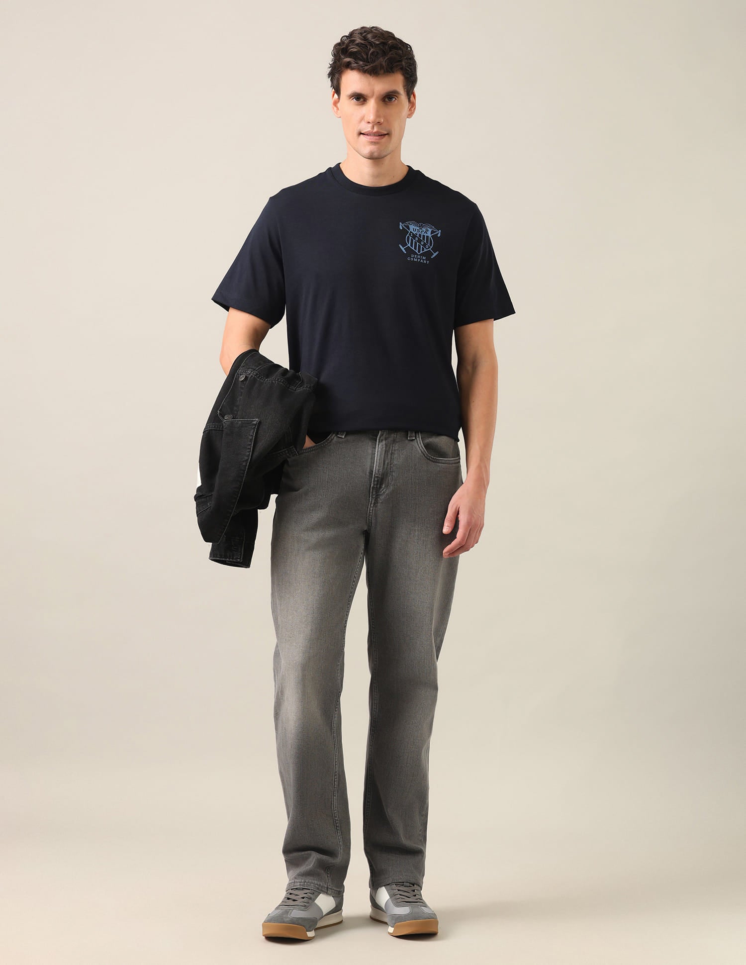 Graphic Brand Printed Relaxed Fit T-Shirt Navy - U.S. Polo Assn. India | Large