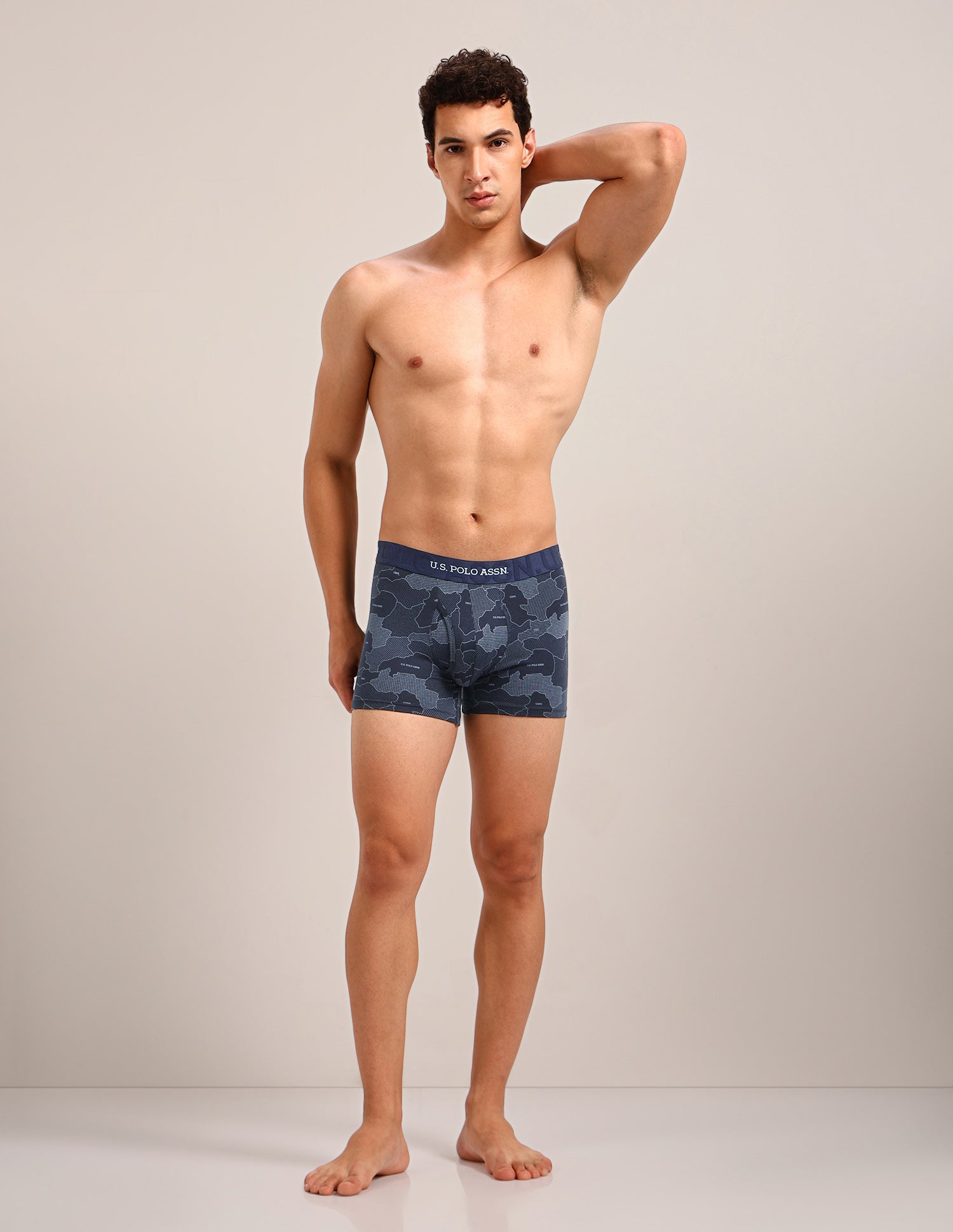 Printed Cotton Stretch Essential OET22 Long Trunk - Pack Of 2 Oceana/Bracken - U.S. Polo Assn. India | Large