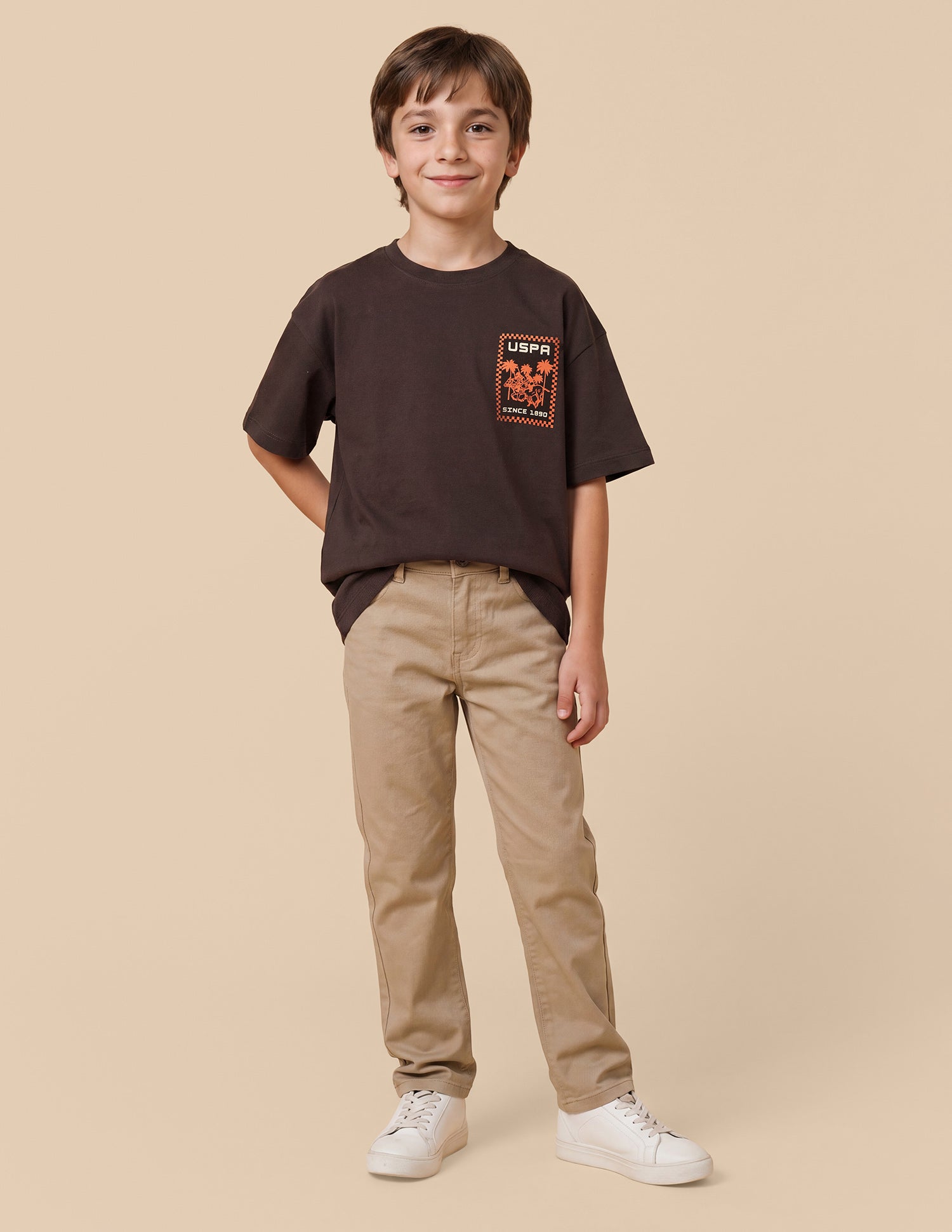 Graphic Brand Printed Oversized Fit T-Shirt Dark Brown - U.S. Polo Assn. India | Large