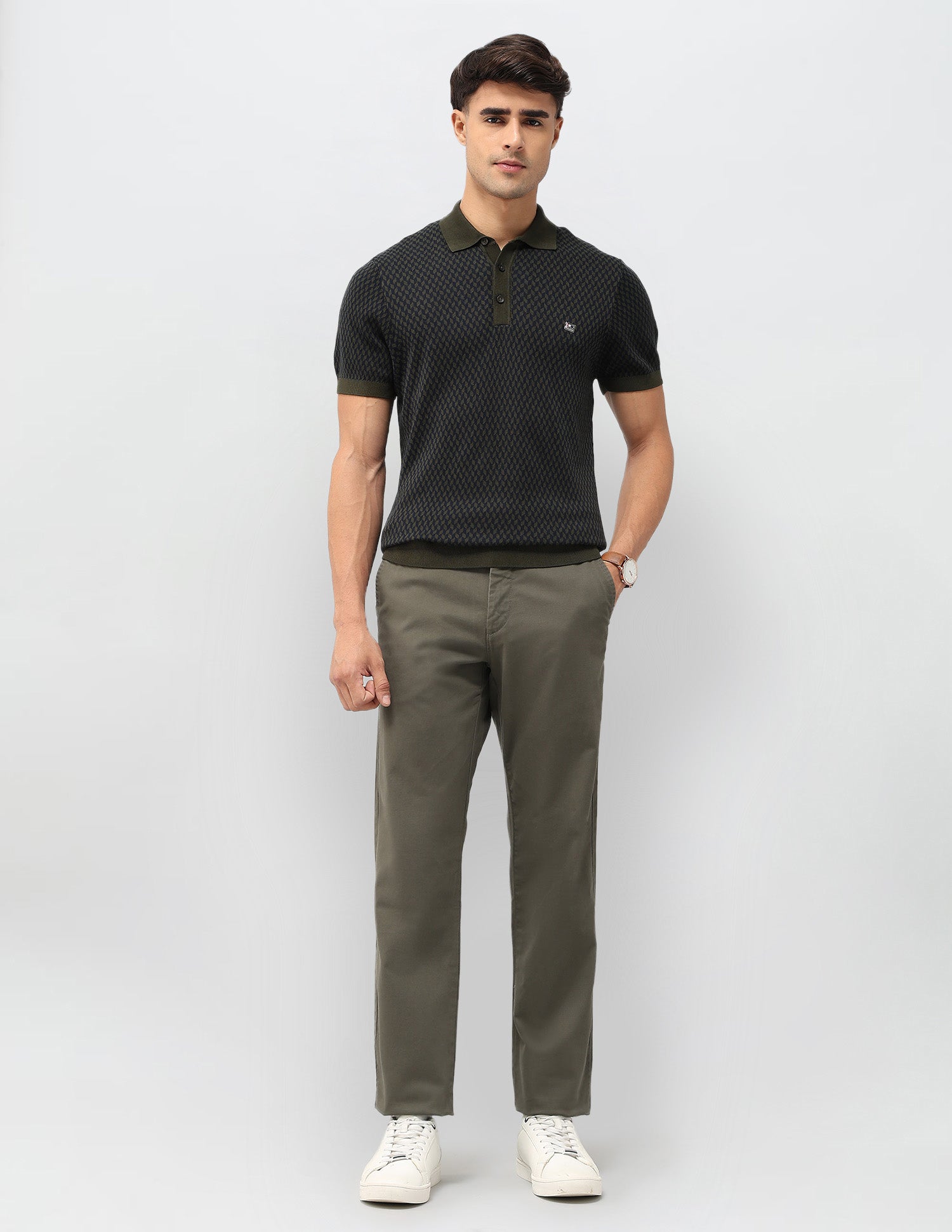 Geometric Patterned Knit T-Shirt Light Green - U.S. POLO ASSN. | Large